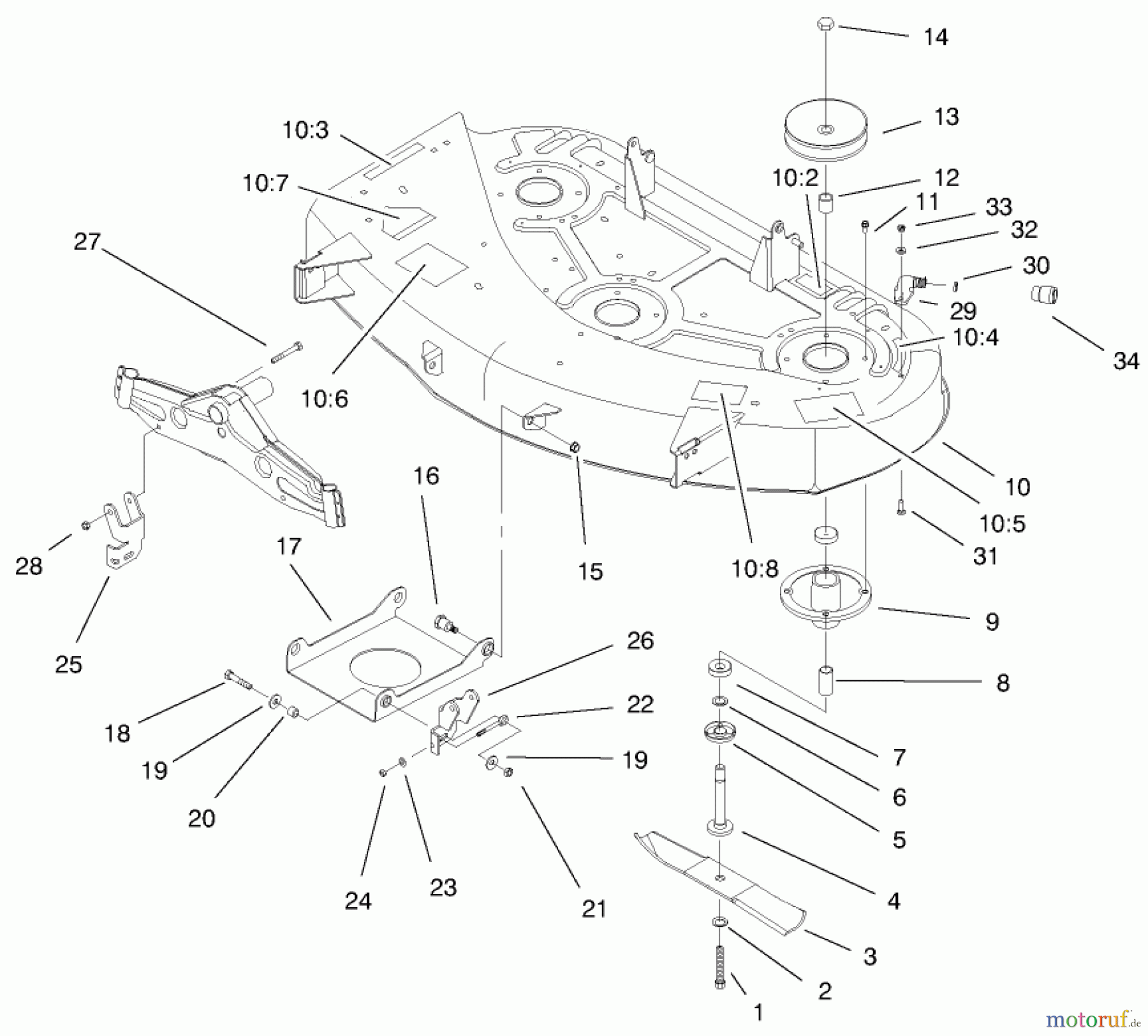 Toro Neu Mowers, Deck Assembly Only 79108 - Toro 44