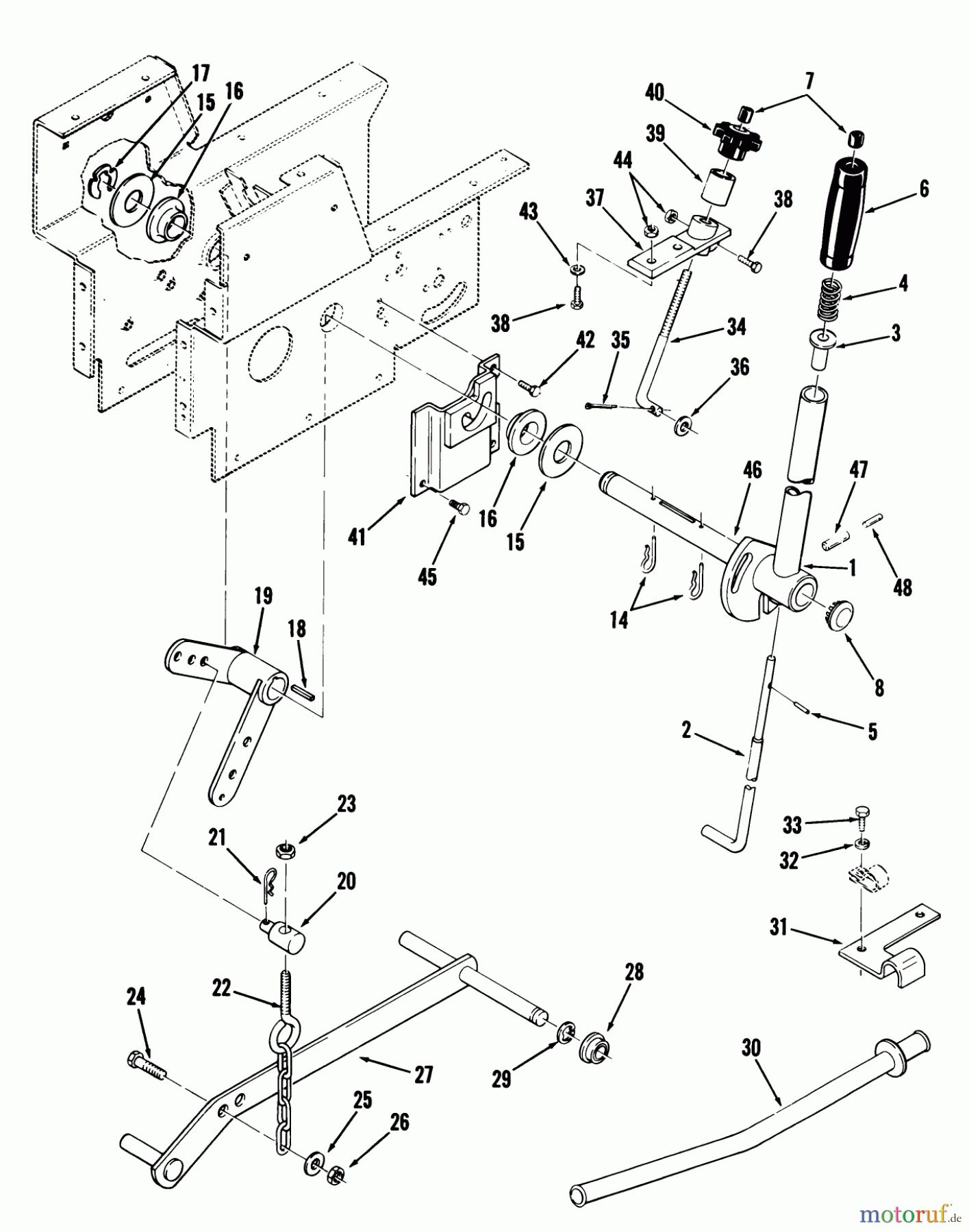  Toro Neu Mowers, Lawn & Garden Tractor Seite 1 01-11BH01 (SB-421) - Toro SB-421 8-Speed Garden Tractor, 1982 LIFT LINKAGE