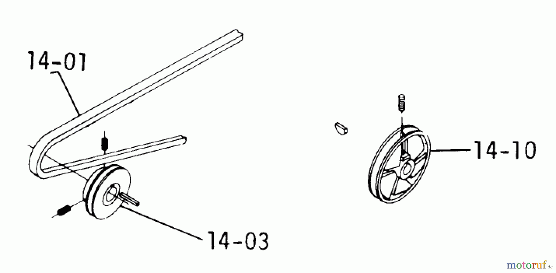 Toro Neu Mowers, Lawn & Garden Tractor Seite 1 1-0145 (B-80) - Toro B-80 4-Speed Tractor, 1974 14.000 DRIVE BELTS, PULLEYS (PLATE 14.1)