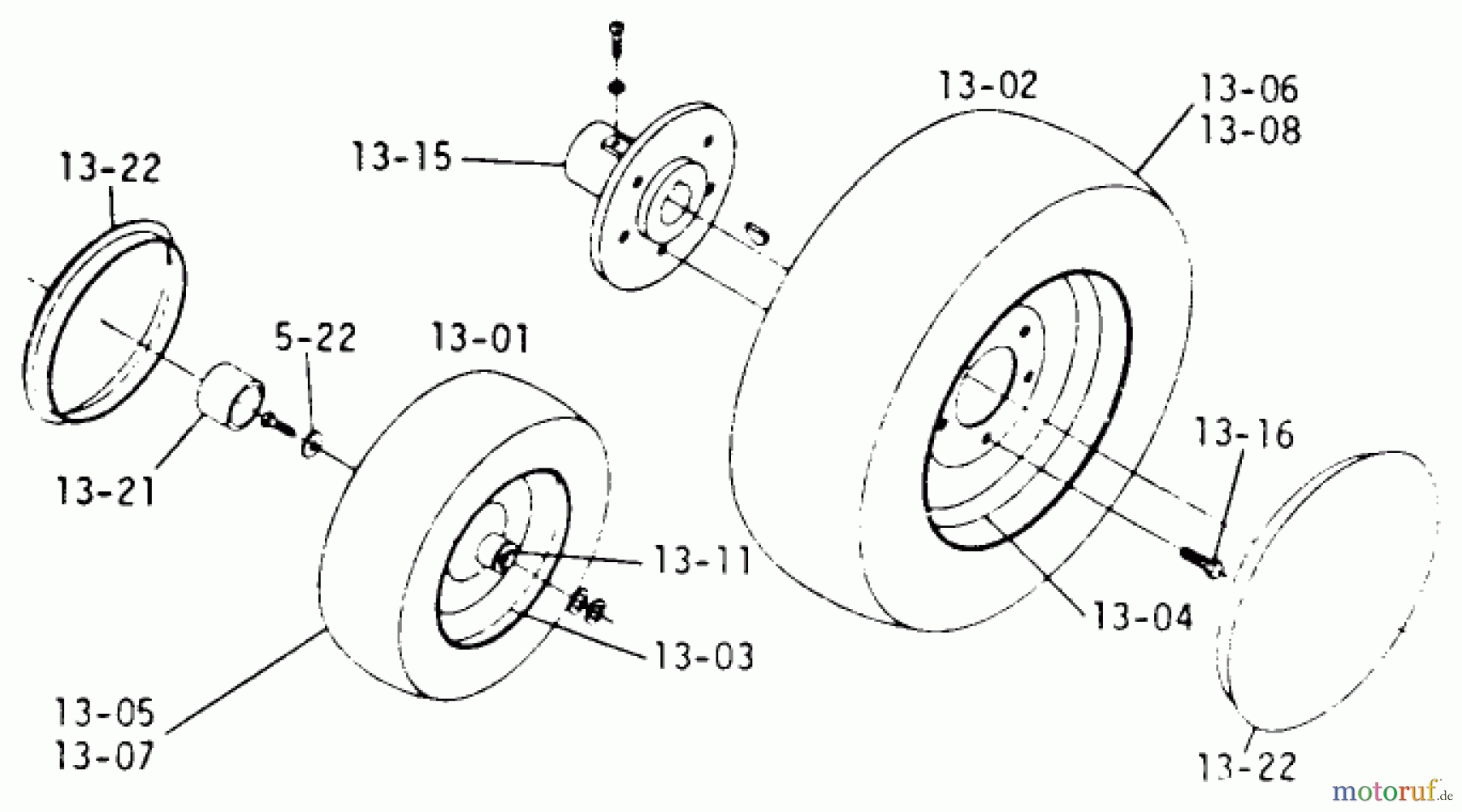  Toro Neu Mowers, Lawn & Garden Tractor Seite 1 1-0402 - Toro Charger 12 Tractor, 1972 WHEELS AND TIRES