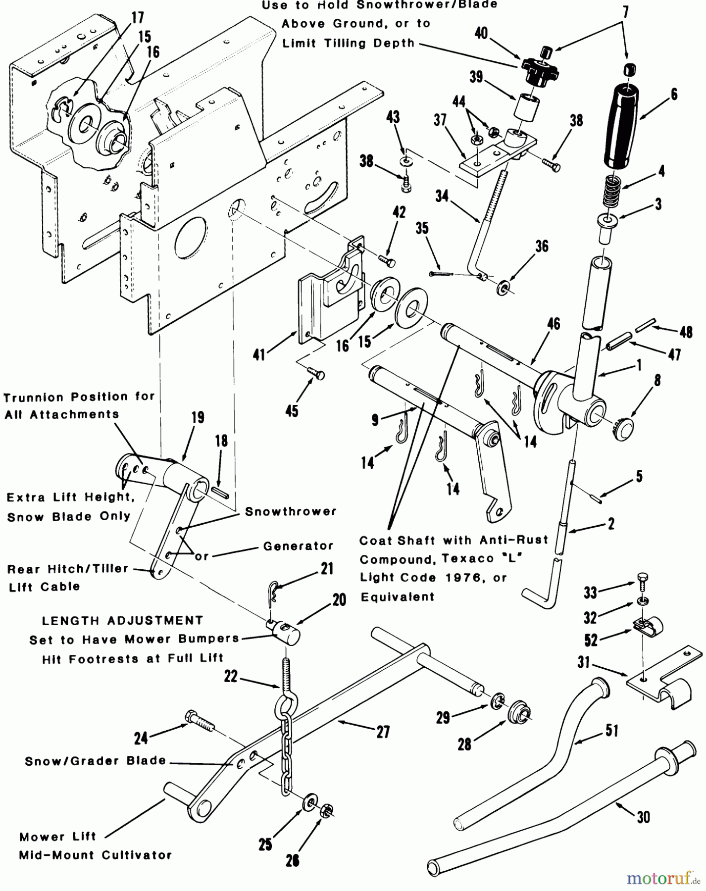 Toro Neu Mowers, Lawn & Garden Tractor Seite 1 11-12K802 (C-125) - Toro C-125 8-Speed Tractor, 1984 LIFT LINKAGE