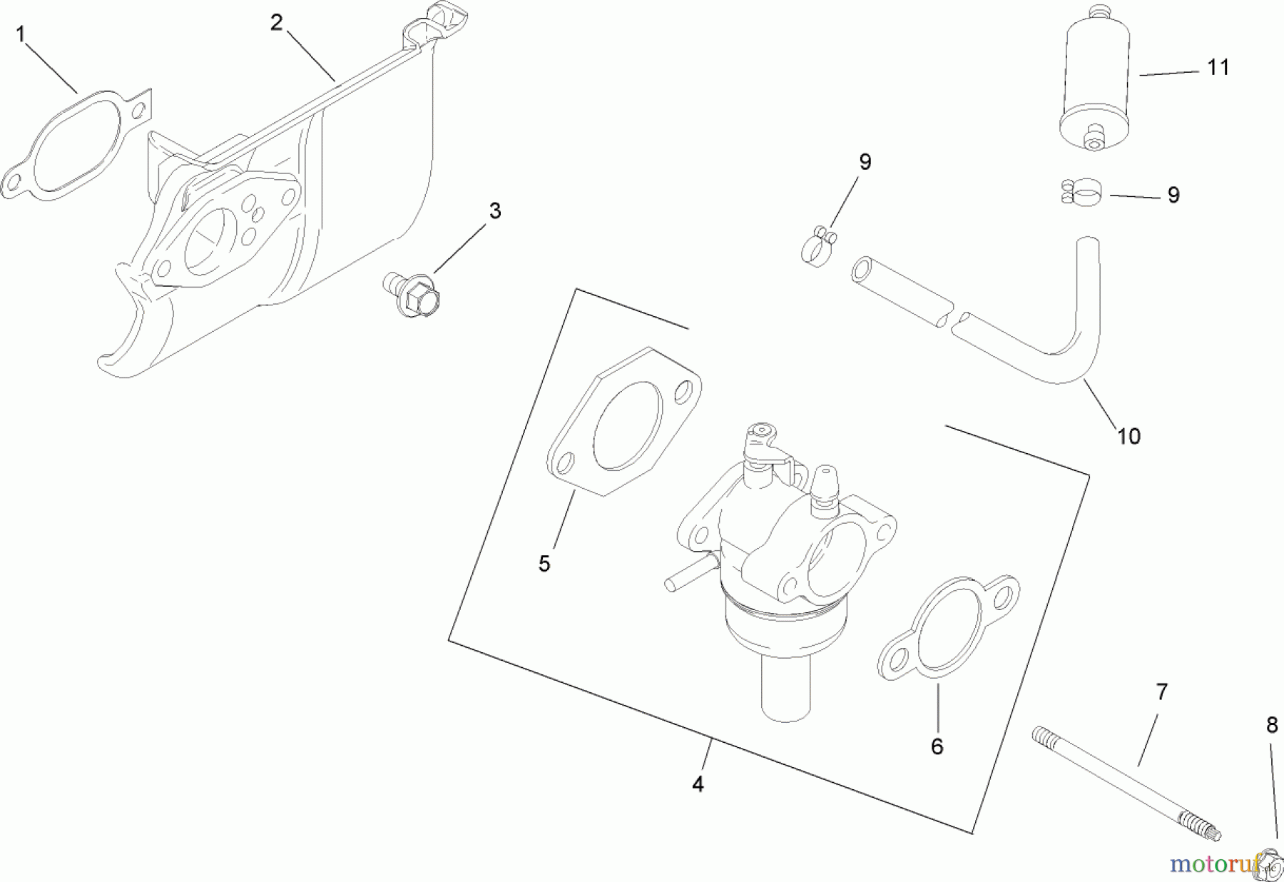 Toro Neu Mowers, Lawn & Garden Tractor Seite 1 13AX60RG744 (LX420) - Toro LX420 Lawn Tractor, 2006 (1L215B10000-) FUEL SYSTEM ASSEMBLY KOHLER SV540-0019