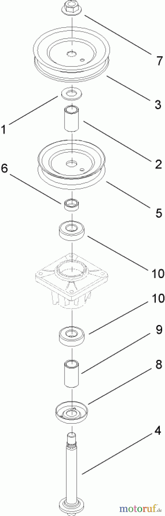  Toro Neu Mowers, Lawn & Garden Tractor Seite 1 13AX61RH744 (LX465) - Toro LX465 Lawn Tractor, 2007 (SN 1A117H10393-) DOUBLE PULLEY SPINDLE ASSEMBLY NO. 112-0383