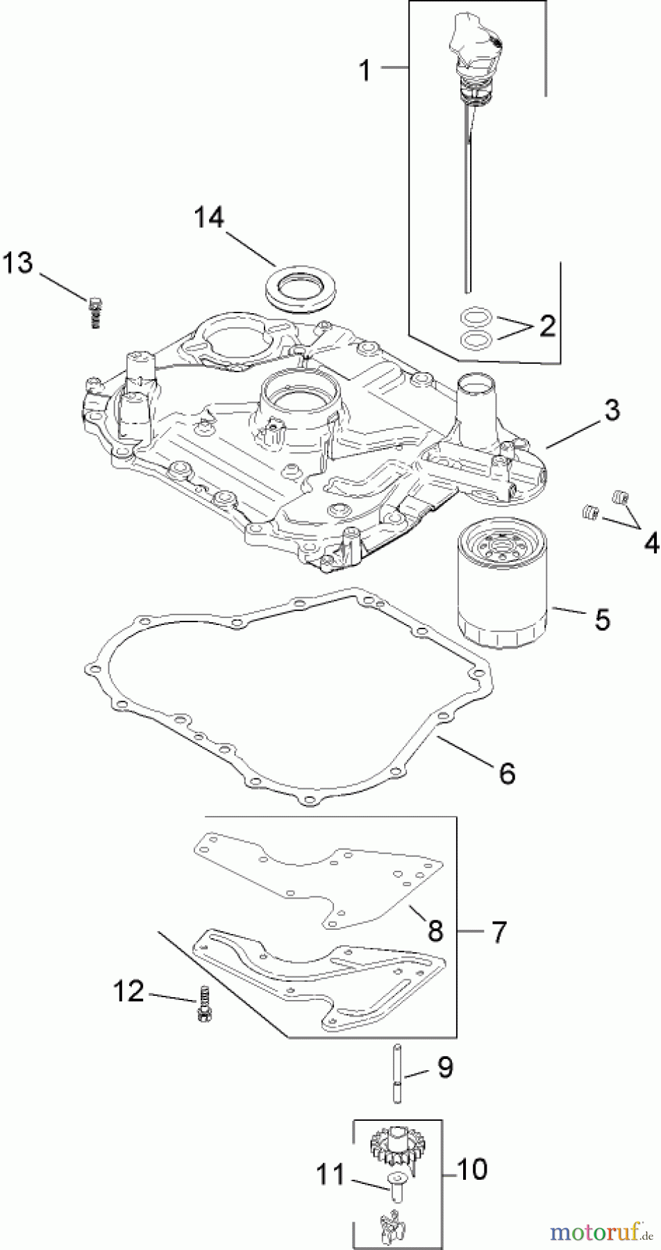  Toro Neu Mowers, Lawn & Garden Tractor Seite 1 13AX61RH744 (LX465) - Toro LX465 Lawn Tractor, 2007 (SN 1A117H10393-) OIL PAN AND LUBRICATION ASSEMBLY KOHLER SV600-0018