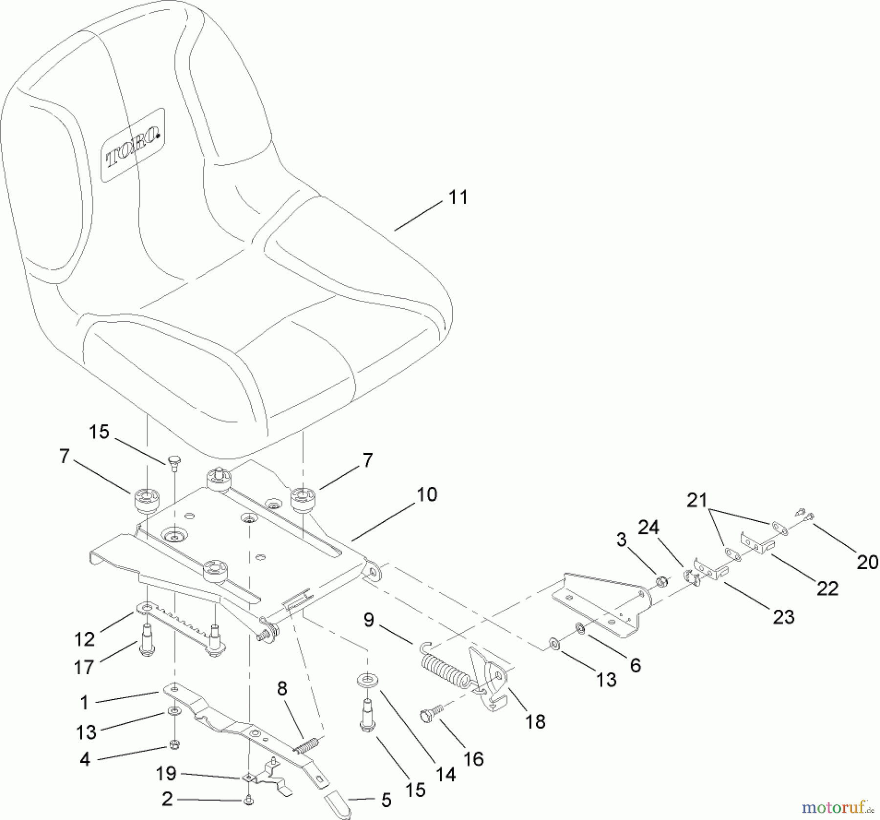  Toro Neu Mowers, Lawn & Garden Tractor Seite 1 14AK81RK544 (GT2300) - Toro GT2300 Garden Tractor, 2006 (1A186H30000-) SEAT ASSEMBLY