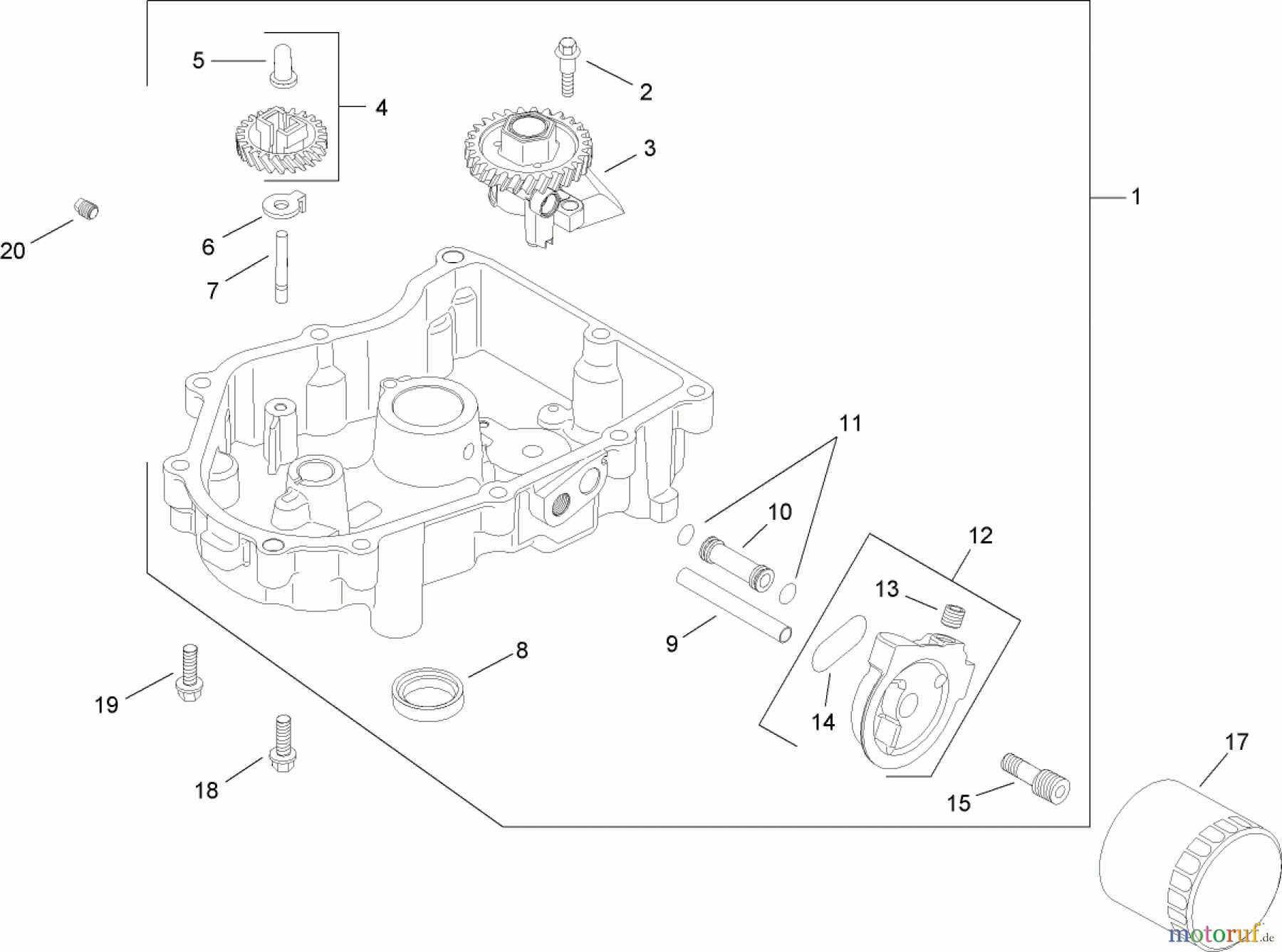 Toro Neu Mowers, Lawn & Garden Tractor Seite 1 14AQ81RP544 (GT2200) - Toro GT2200 Garden Tractor, 2006 (1A136H30000-) OIL PAN AND LUBRICATION ASSEMBLY KOHLER SV730-0018