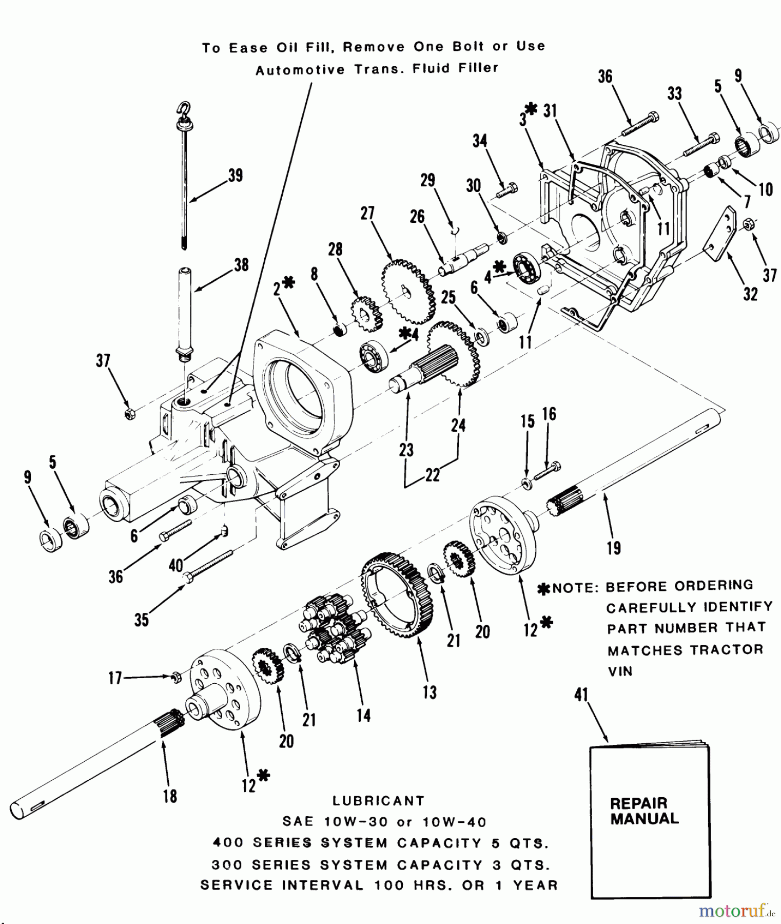  Toro Neu Mowers, Lawn & Garden Tractor Seite 1 31-17K802 (417-8) - Toro 417-8 Garden Tractor, 1986 TRANSAXLE