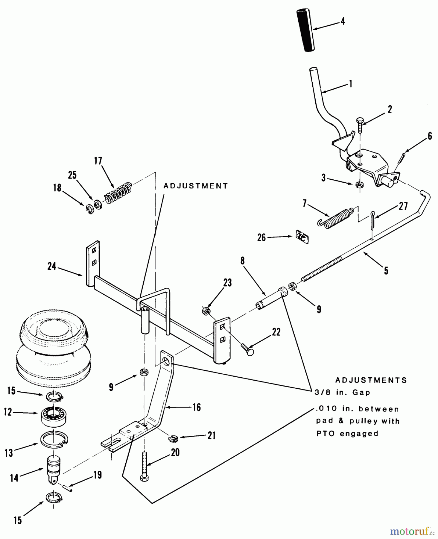 Toro Neu Mowers, Lawn & Garden Tractor Seite 1 22-16B501 (216-5) - Toro 216-5 Tractor, 1985 PTO CLUTCH