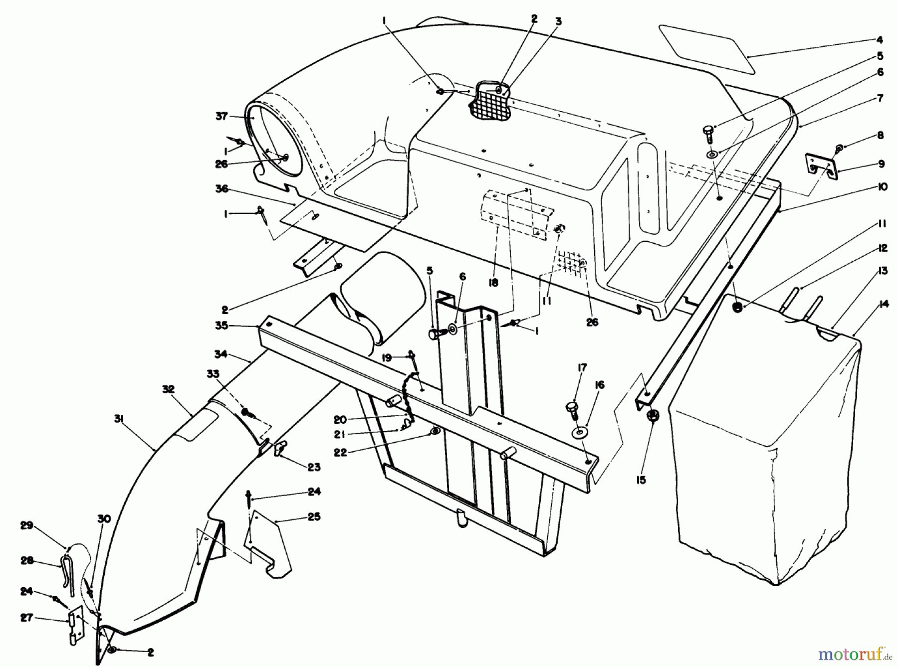  Toro Neu Mowers, Rear-Engine Rider 56145 (8-32) - Toro 8-32 Rear Engine Rider, 1989 (9000001-9999999) TWIN BAGGER GRASS CATCHER MODEL NO. 59184 (OPTIONAL)