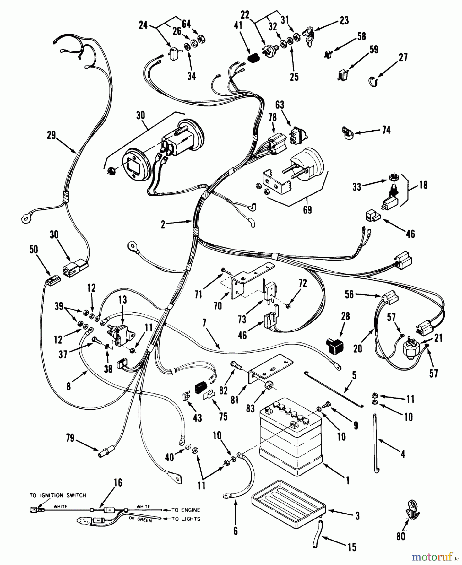 Toro Neu Mowers, Lawn & Garden Tractor Seite 1 32-12B5A3 (212-5) - Toro 212-5 Tractor, 1991 (1000001-1999999) ELECTRICAL SYSTEM ASSEMBLY
