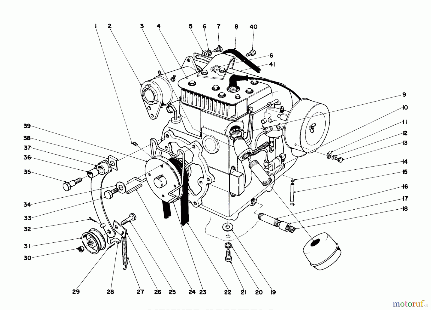  Toro Neu Mowers, Lawn & Garden Tractor Seite 1 55402 (960) - Toro 960 Suburban Lawn Tractor, 1970 (0000001-0999999) ENGINE ASSEMBLY