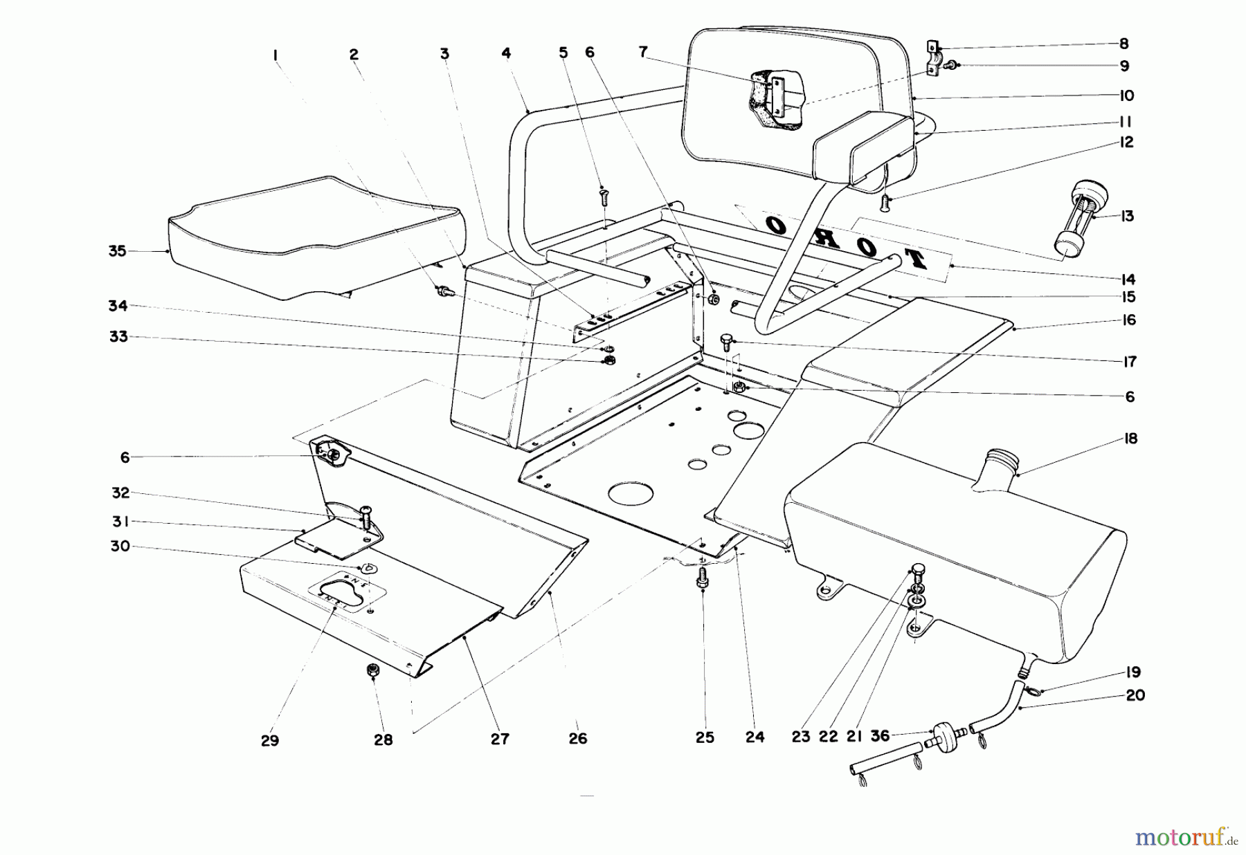  Toro Neu Mowers, Lawn & Garden Tractor Seite 1 55402 (960) - Toro 960 Suburban Lawn Tractor, 1971 (1000001-1999999) SEAT AND FENDER ASSEMBLY