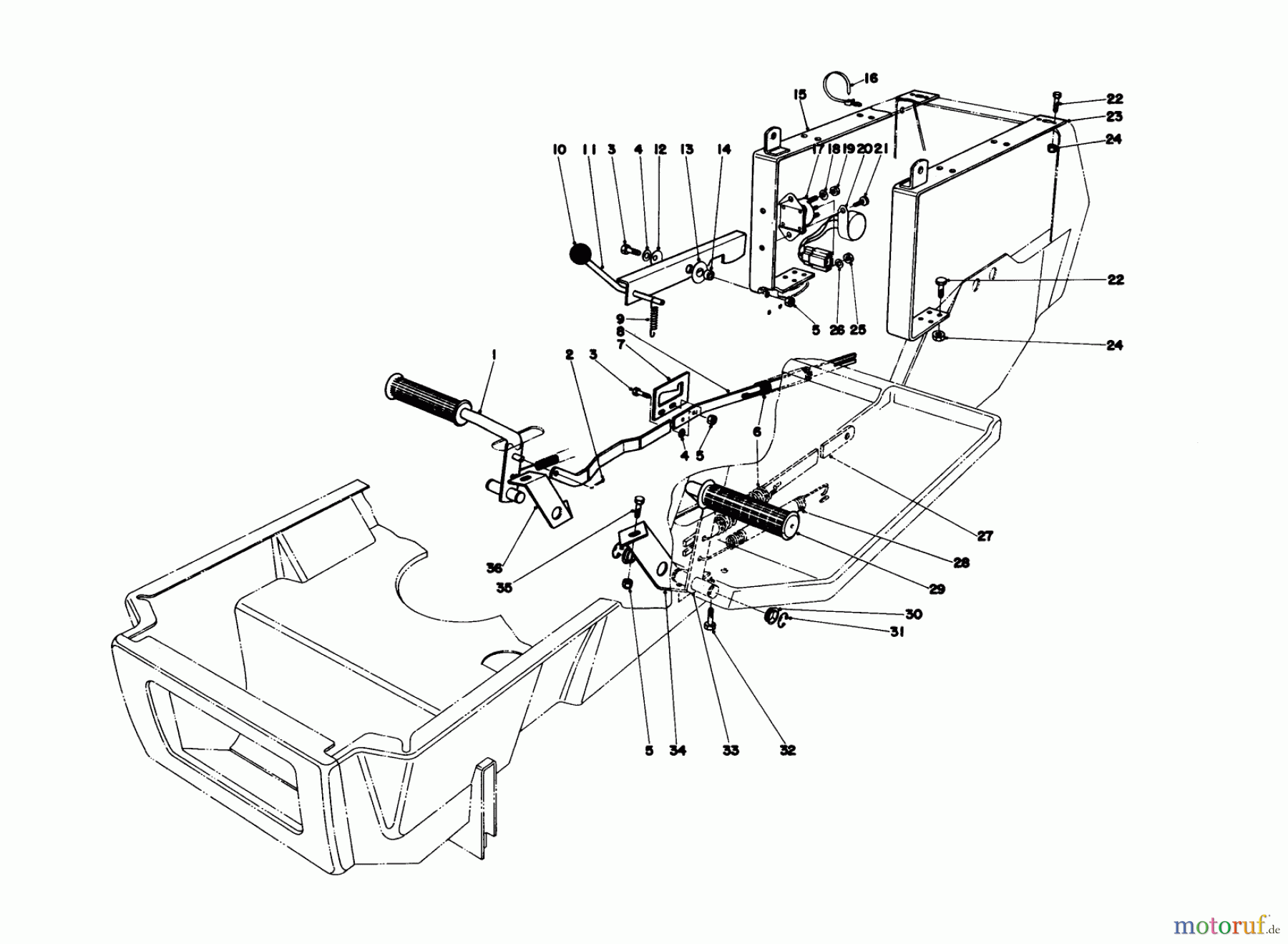  Toro Neu Mowers, Lawn & Garden Tractor Seite 1 57360 (11-32) - Toro 11-32 Lawn Tractor, 1979 (9000001-9999999) BRAKE & CLUTCH PEDAL ASSEMBLY