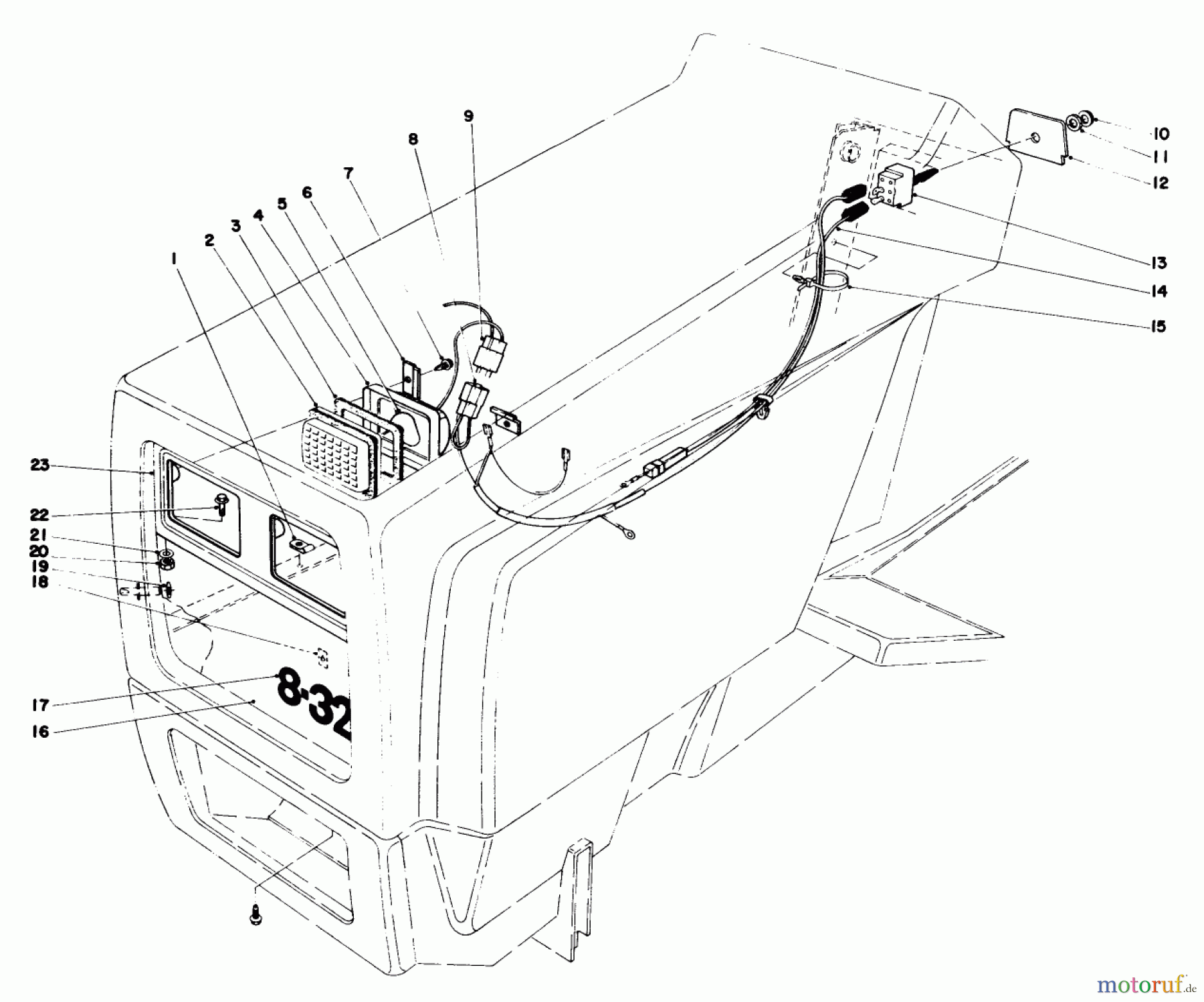  Toro Neu Mowers, Lawn & Garden Tractor Seite 1 57300 (8-32) - Toro 8-32 Front Engine Rider, 1983 (3000001-3999999) HEADLIGHT KIT NO. 38-5760 (OPTIONAL)