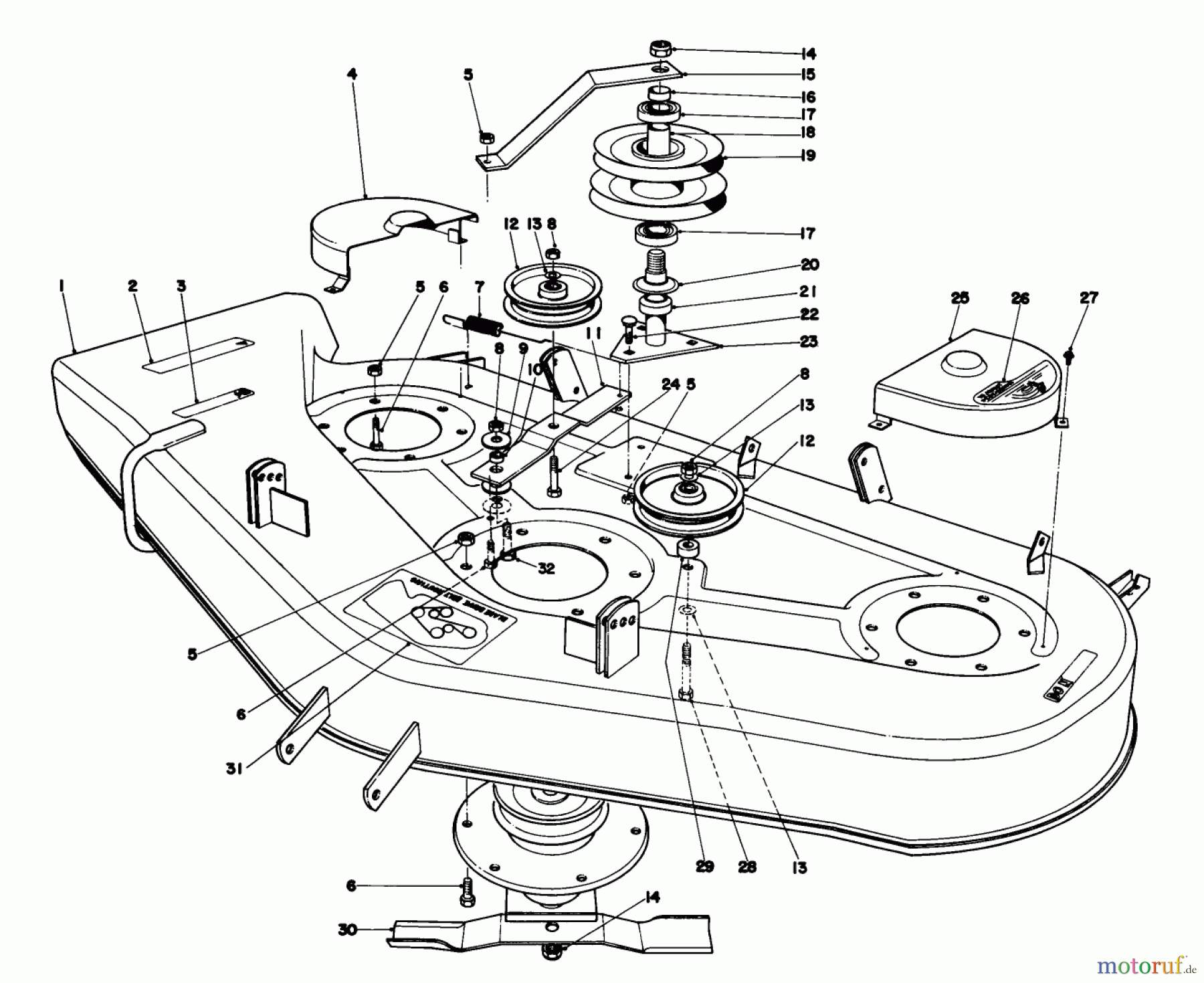 Toro Neu Mowers, Lawn & Garden Tractor Seite 1 57356 (11-42) - Toro 11-42 Lawn Tractor, 1980 (0000001-0999999) CUTTING DECK