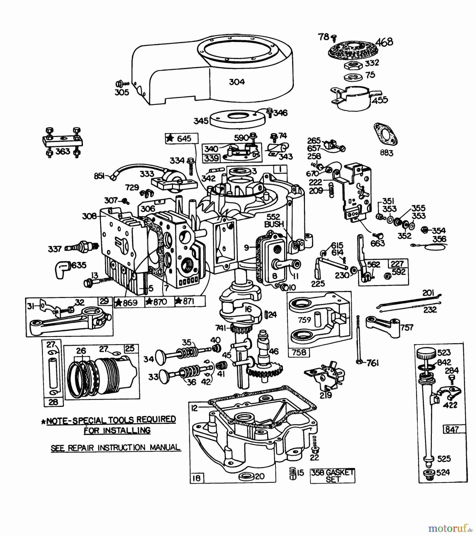 Toro Neu Mowers, Lawn & Garden Tractor Seite 1 57357 (11-44) - Toro 11-44 Lawn Tractor, 1981 (1000001-1999999) BRIGGS & STRATTON ENGINE 252707-0223-01, BRIGGS & STRATTON 252707-0177-01