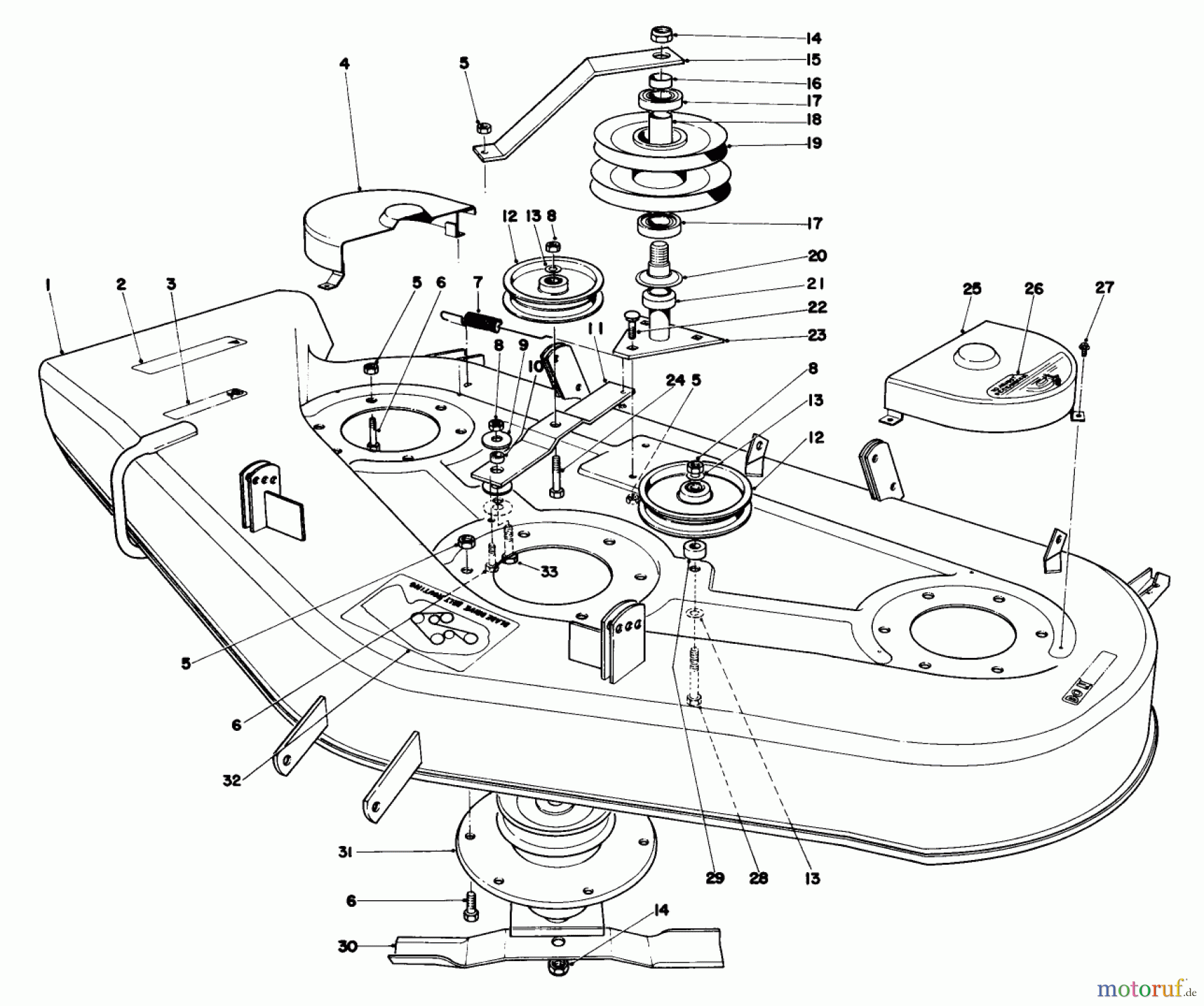  Toro Neu Mowers, Lawn & Garden Tractor Seite 1 57357 (11-44) - Toro 11-44 Lawn Tractor, 1983 (3000001-3999999) CUTTING DECK