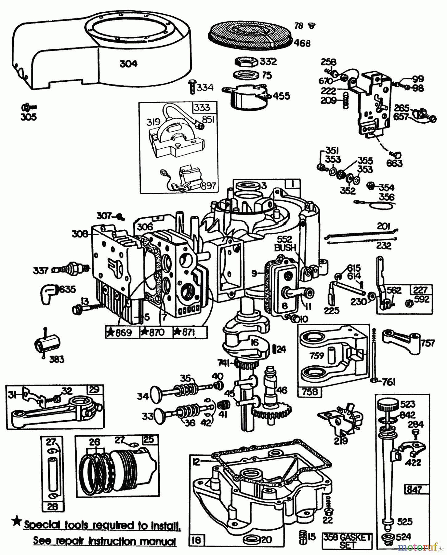  Toro Neu Mowers, Lawn & Garden Tractor Seite 1 57357 (11-44) - Toro 11-44 Lawn Tractor, 1983 (3000001-3999999) ENGINE BRIGGS & STRATTON MODEL 252707-0637-01