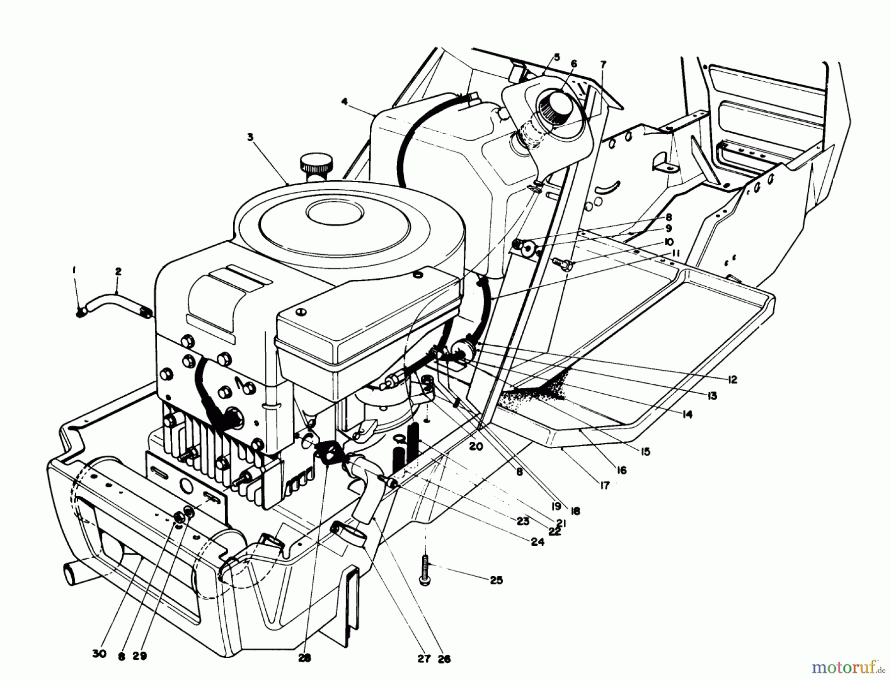 Toro Neu Mowers, Lawn & Garden Tractor Seite 1 57385 - Toro 11 hp Front Engine Rider, 1981 (1000001-1999999) ENGINE ASSEMBLY