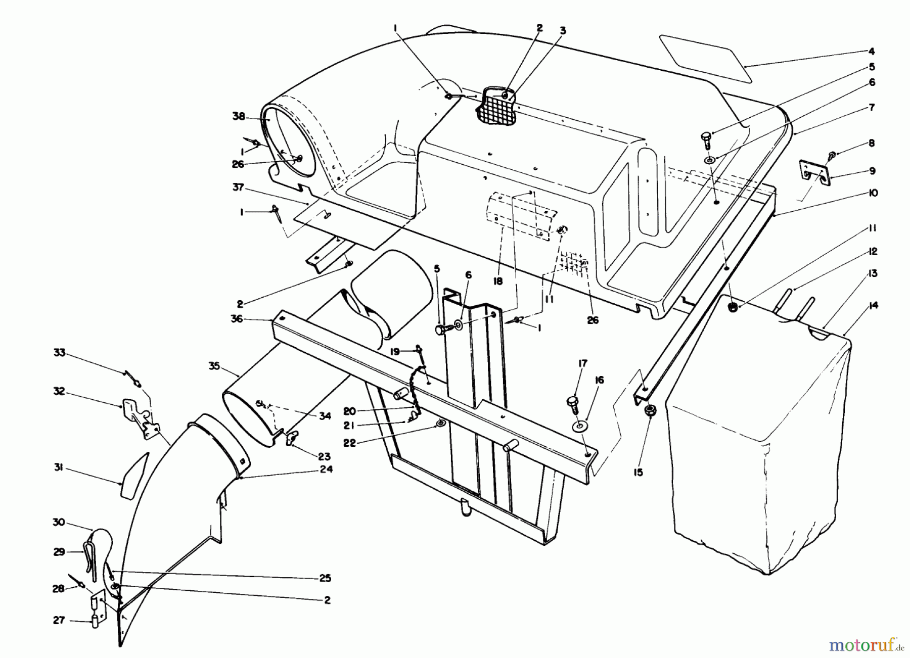  Toro Neu Mowers, Lawn & Garden Tractor Seite 1 57420 (12-44) - Toro 12 hp Electric Start Lawn Tractor, 1988 (8000001-8999999) TWIN BAGGER GRASS CATCHER MODEL NO. 59184 (OPTIONAL)