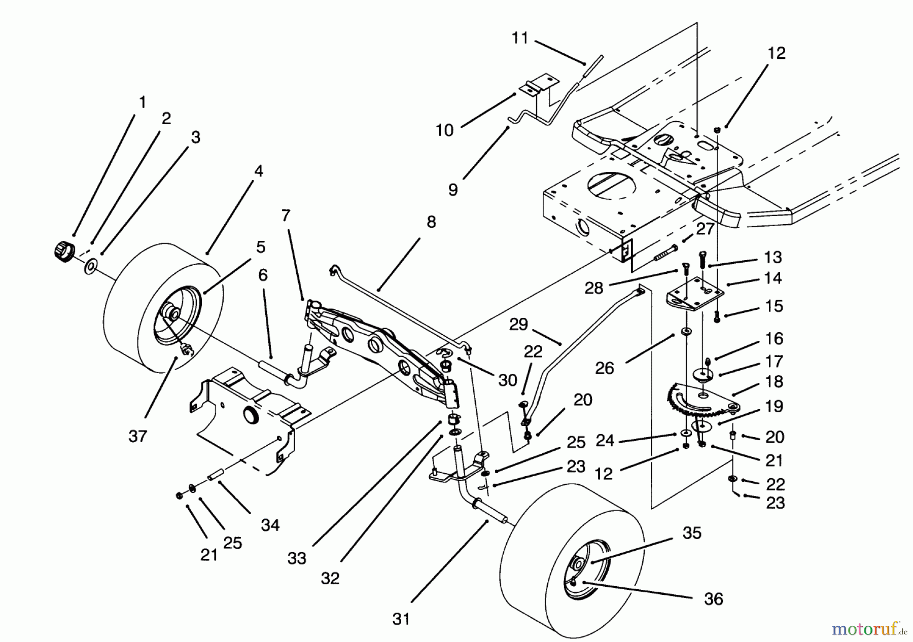  Toro Neu Mowers, Lawn & Garden Tractor Seite 1 71200 (12-32XL) - Toro 12-32XL Lawn Tractor, 1993 (3900001-3999999) FRONT AXLE ASSEMBLY