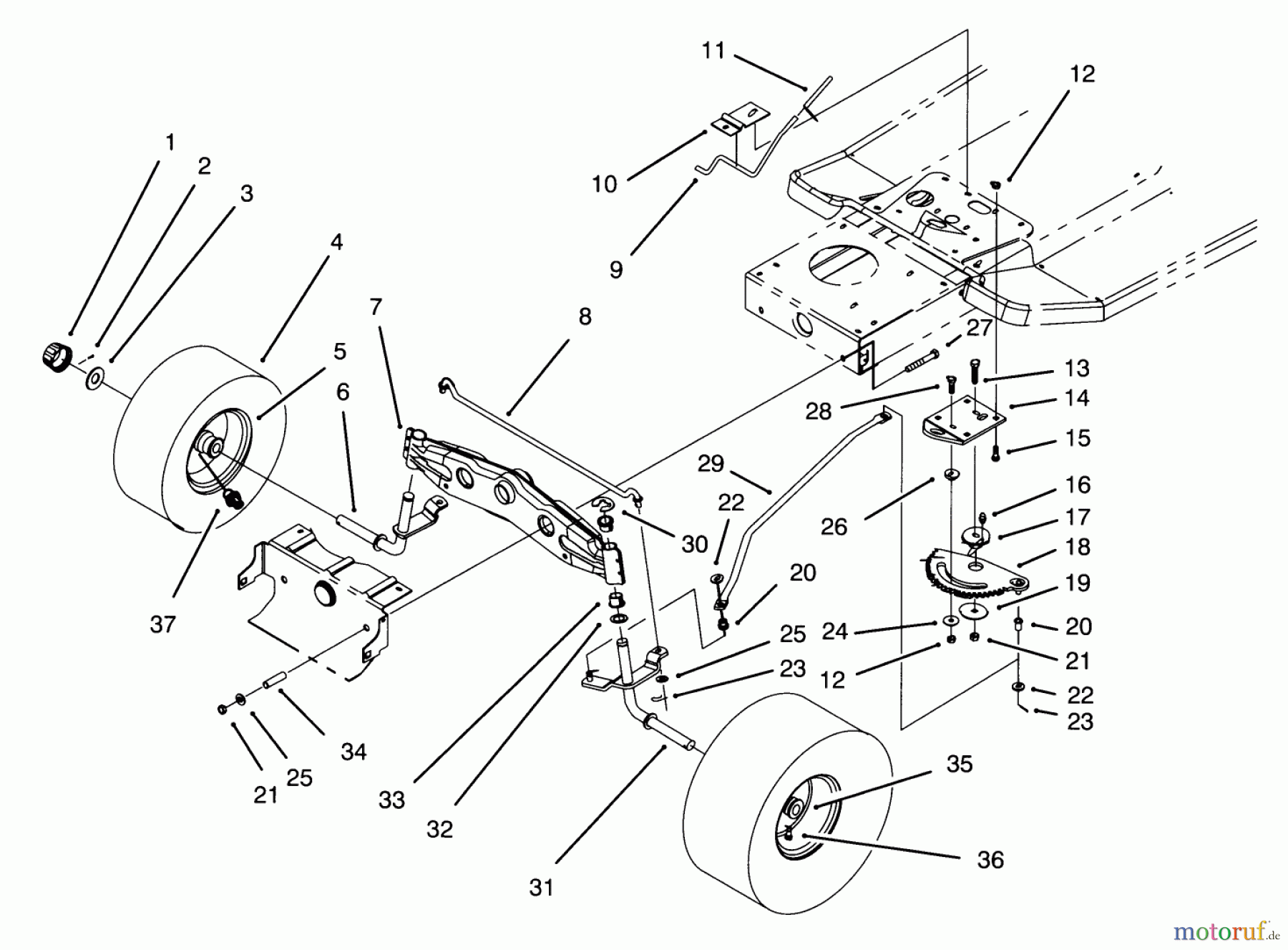 Toro Neu Mowers, Lawn & Garden Tractor Seite 1 71180 (12-38XL) - Toro 12-38XL Lawn Tractor, 1993 (3900001-3999999) FRONT AXLE ASSEMBLY