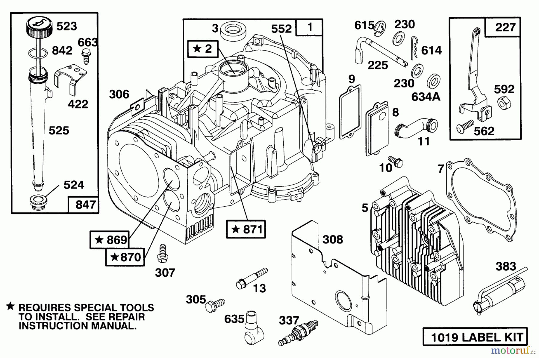  Toro Neu Mowers, Lawn & Garden Tractor Seite 1 71200 (12-32XL) - Toro 12-32XL Lawn Tractor, 1995 (5910001-5999999) ENGINE BRIGGS & STRATTON MODEL 283707-0156-01 #1