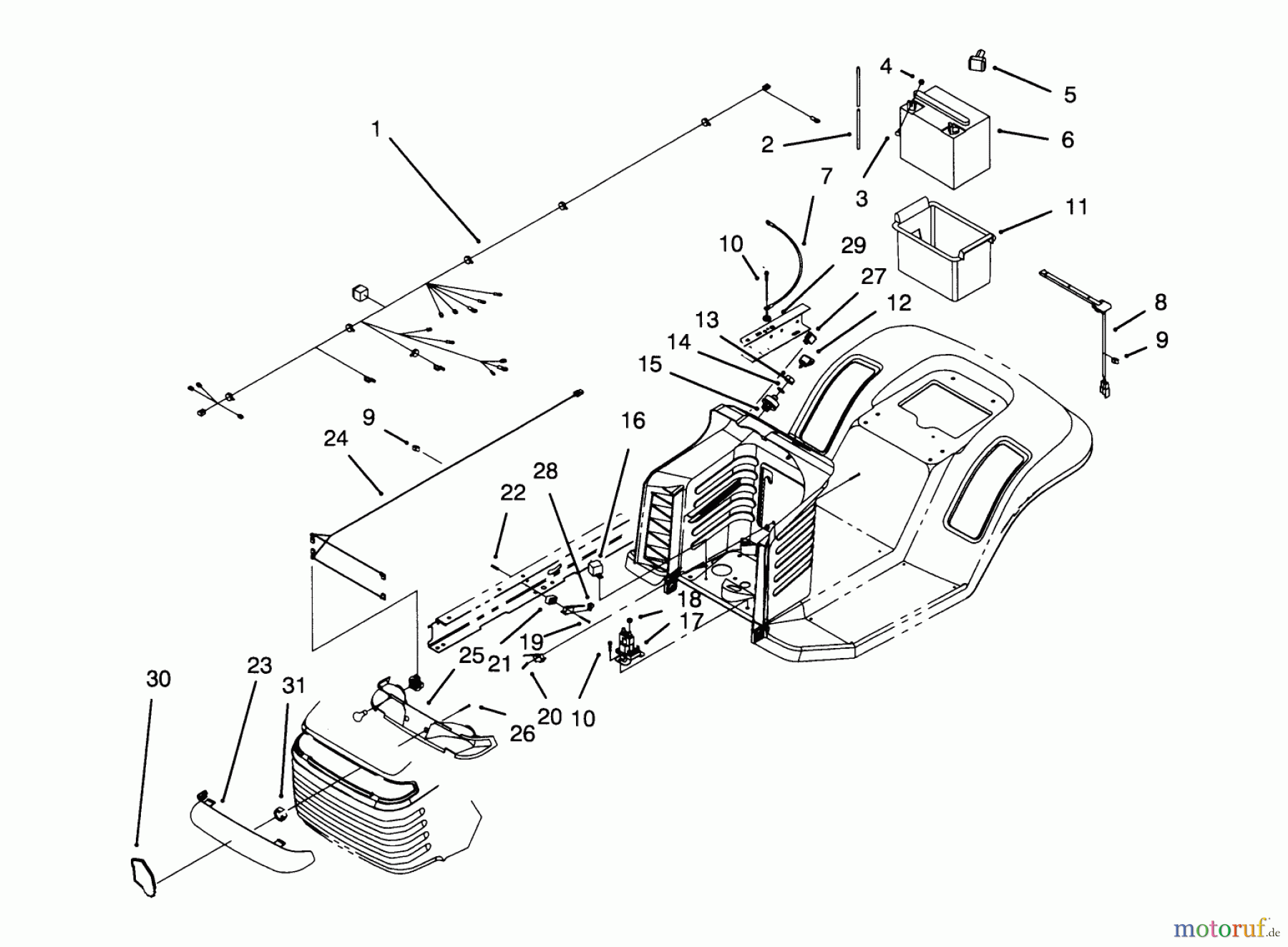 Toro Neu Mowers, Lawn & Garden Tractor Seite 1 71184 (12-38XL) - Toro 12-38XL Lawn Tractor, 1995 (5910001-5999999) ELECTRICAL ASSEMBLY