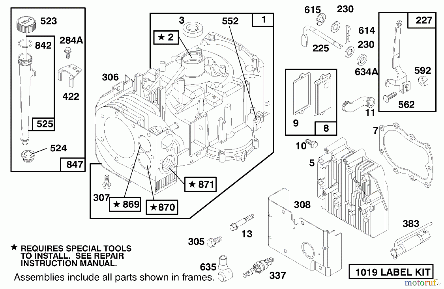  Toro Neu Mowers, Lawn & Garden Tractor Seite 1 71188 (12-32XL) - Toro 12-32XL Lawn Tractor, 1998 (8900001-8999999) ENGINE BRIGGS & STRATTON MODEL 282707-0119-01 #1