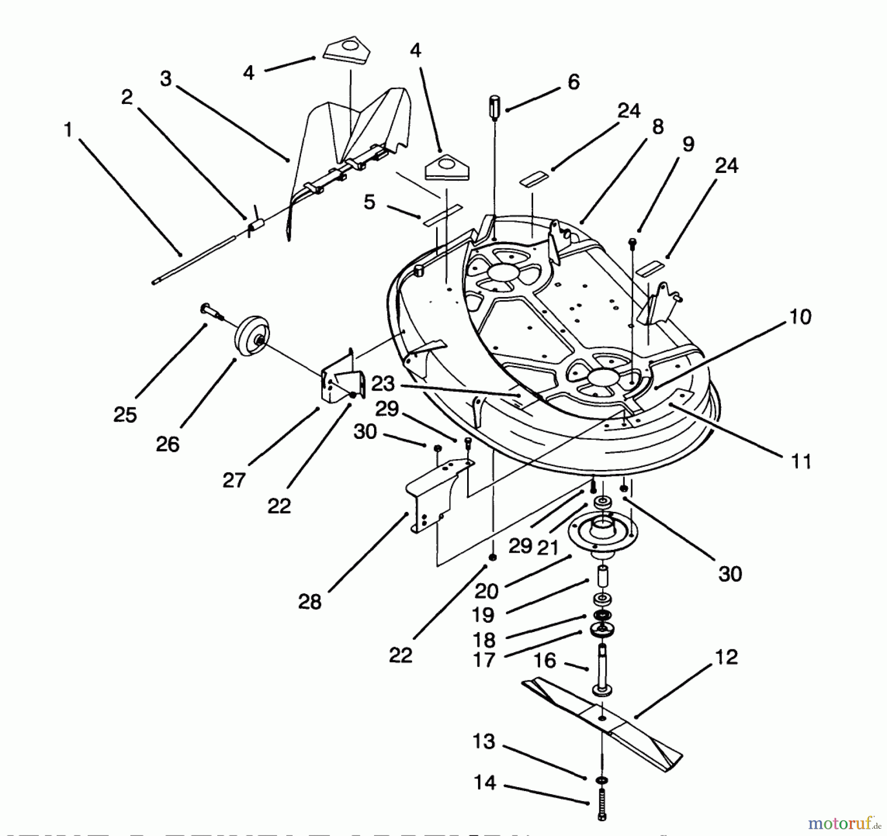  Toro Neu Mowers, Lawn & Garden Tractor Seite 1 71191 (13-38HXL) - Toro 13-38HXL Lawn Tractor, 1994 (4900001-4999999) HOUSING & SPINDLE ASSEMBLY (38