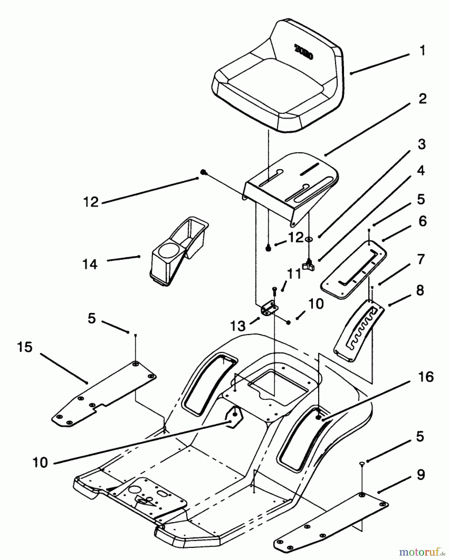  Toro Neu Mowers, Lawn & Garden Tractor Seite 1 71191 (13-38HXL) - Toro 13-38HXL Lawn Tractor, 1995 (5900001-5910000) SEAT ASSEMBLY