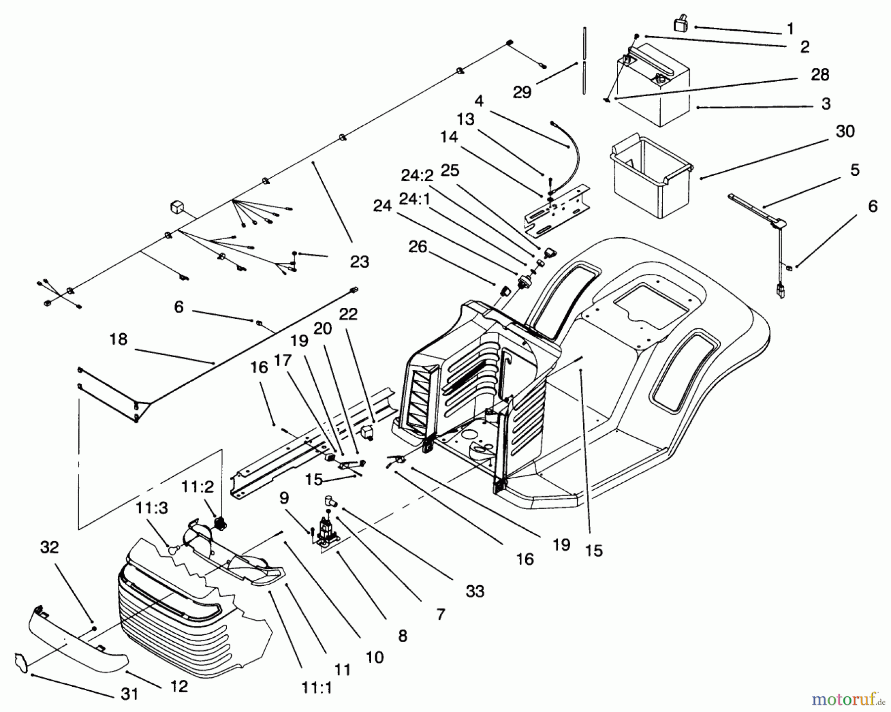  Toro Neu Mowers, Lawn & Garden Tractor Seite 1 71193 (14-38HXL) - Toro 14-38HXL Lawn Tractor, 1996 (6900001-6999999) ELECTRICAL COMPONENTS ASSEMBLY