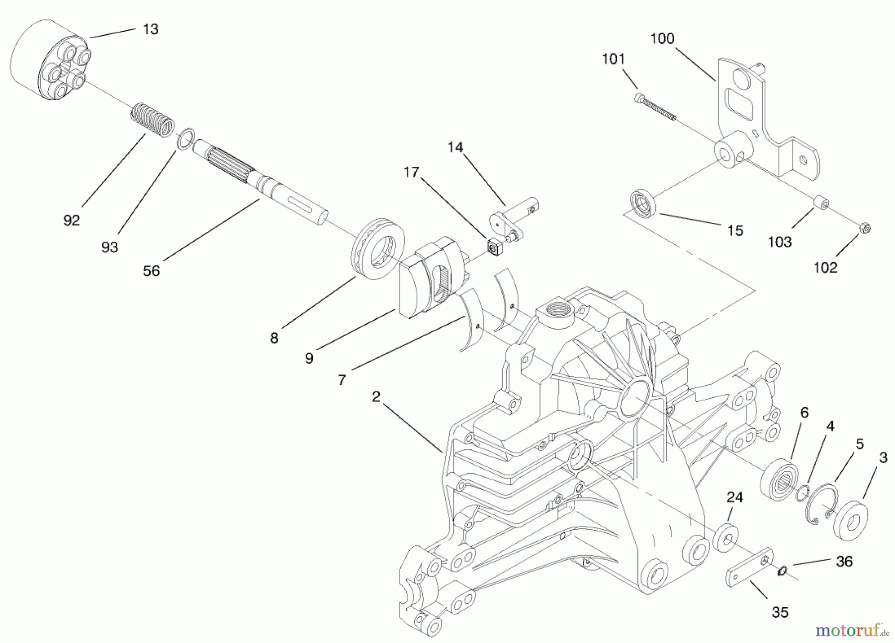  Toro Neu Mowers, Lawn & Garden Tractor Seite 1 71197 (17-44HXL) - Toro 17-44HXL Lawn Tractor, 1999 (9900001-9999999) HYDRO TRANSAXLE ASSEMBLY #2