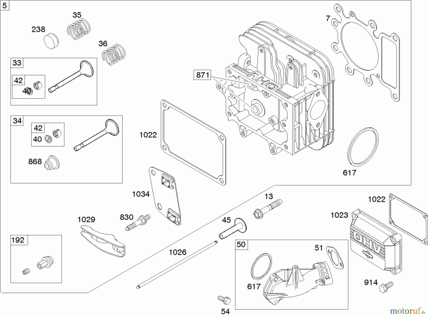Toro Neu Mowers, Lawn & Garden Tractor Seite 1 71199 (12-32XL) - Toro 12-32XL Lawn Tractor, 2004 (240000001-240999999) CYLINDER HEAD ASSEMBLY BRIGGS AND STRATTON 219907-0170-E1