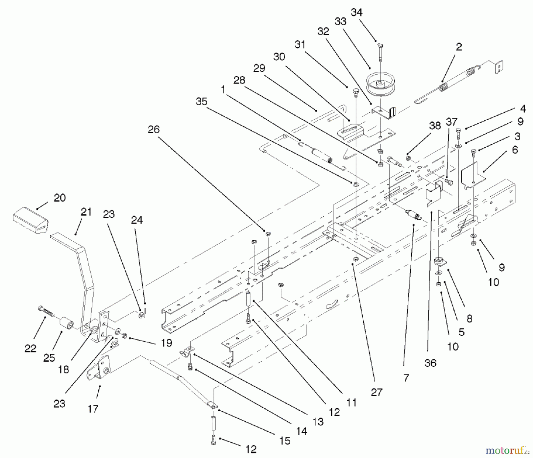 Toro Neu Mowers, Lawn & Garden Tractor Seite 1 71209 (13-32XLE) - Toro 13-32XLE Lawn Tractor, 2001 (210000001-210999999) TRACTION CLUTCHING COMPONENTS ASSEMBLY