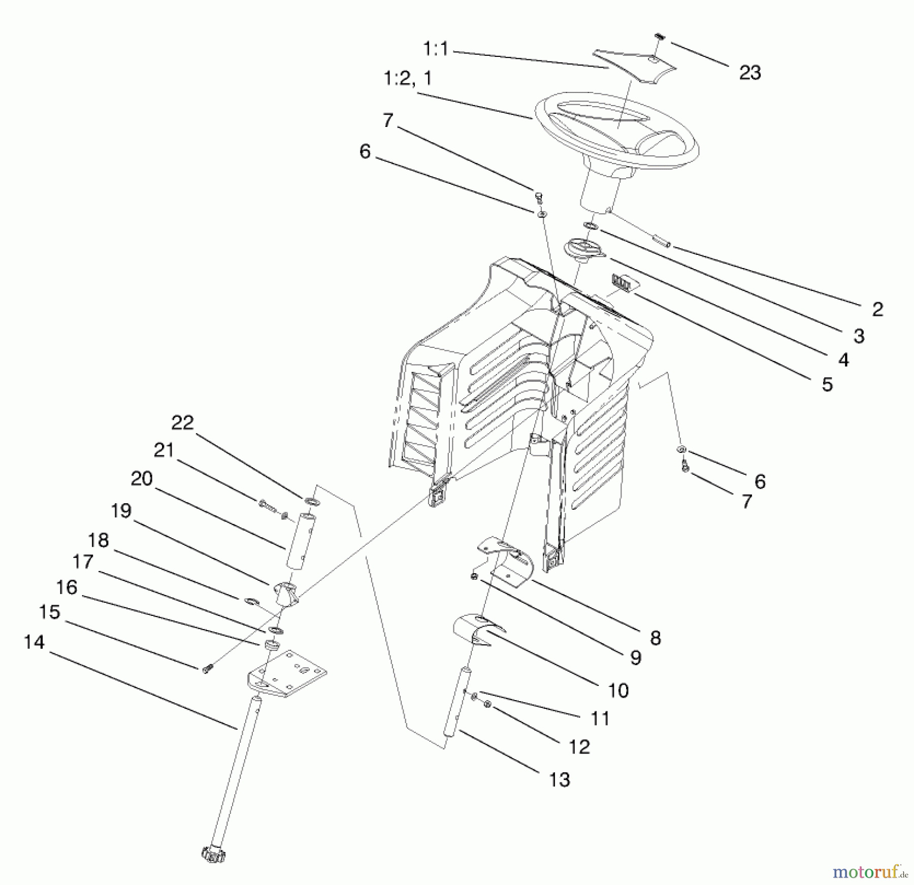  Toro Neu Mowers, Lawn & Garden Tractor Seite 1 71219 (14-38HXL) - Toro 14-38HXL Lawn Tractor, 1998 (8900001-8999999) STEERING ASSEMBLY