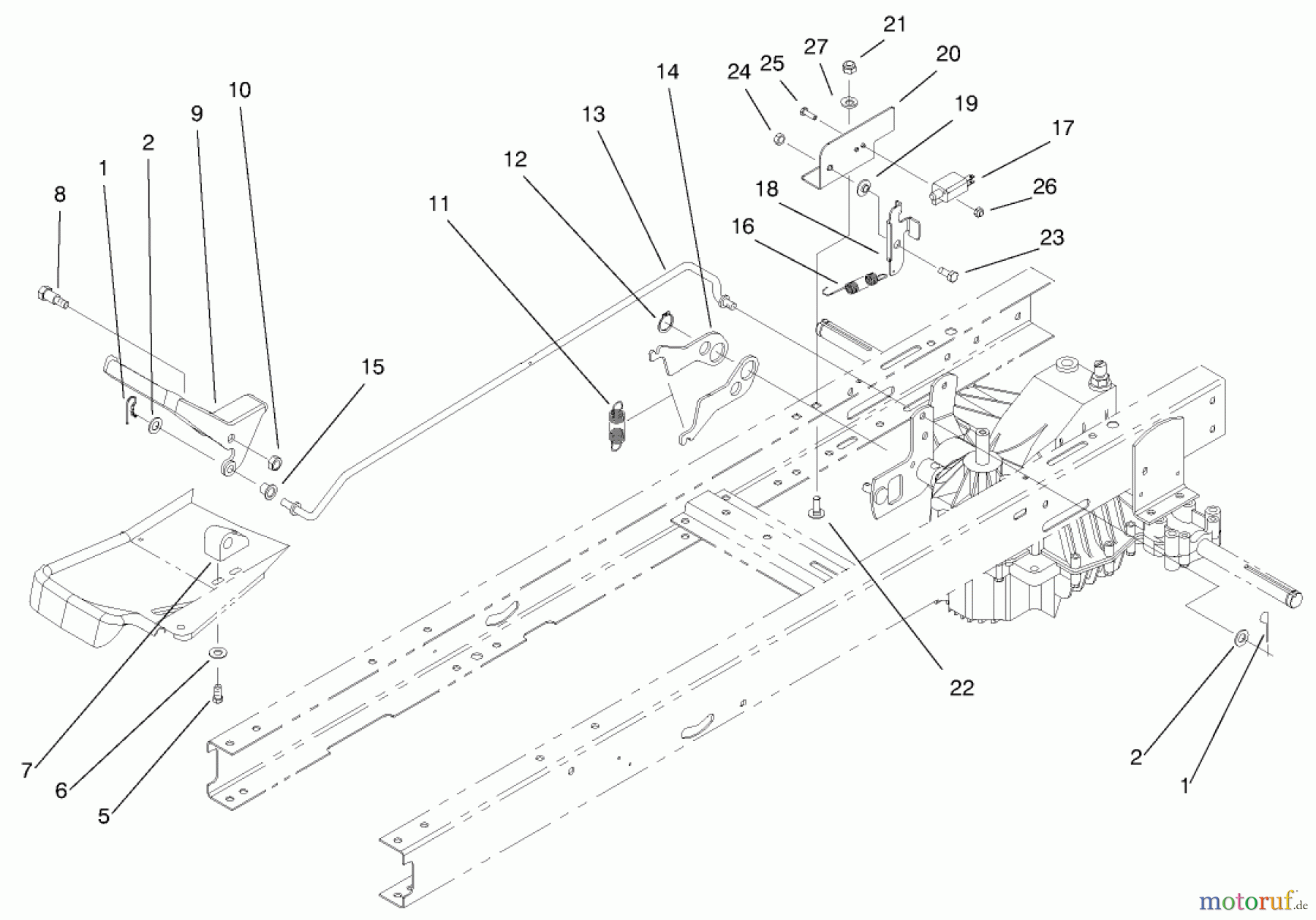 Toro Neu Mowers, Lawn & Garden Tractor Seite 1 71241 (16-38HXLE) - Toro 16-38HXLE Lawn Tractor, 2000 (200000001-200999999) HYDRO TRANSAXLE CONTROLS ASSEMBLY