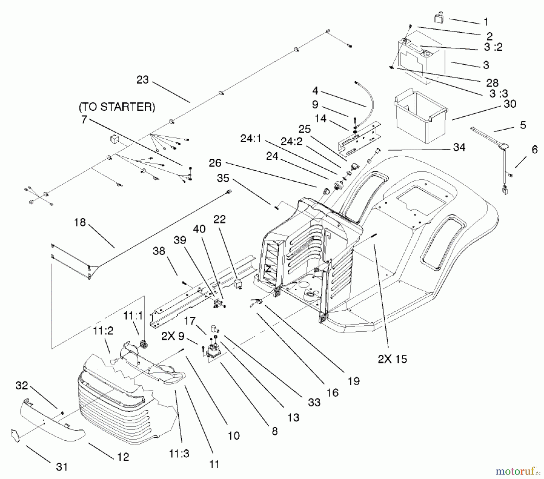 Toro Neu Mowers, Lawn & Garden Tractor Seite 1 71242 (16-38HXLE) - Toro 16-38HXLE Lawn Tractor, 2002 (220000001-220010000) ELECTRICAL ASSEMBLY