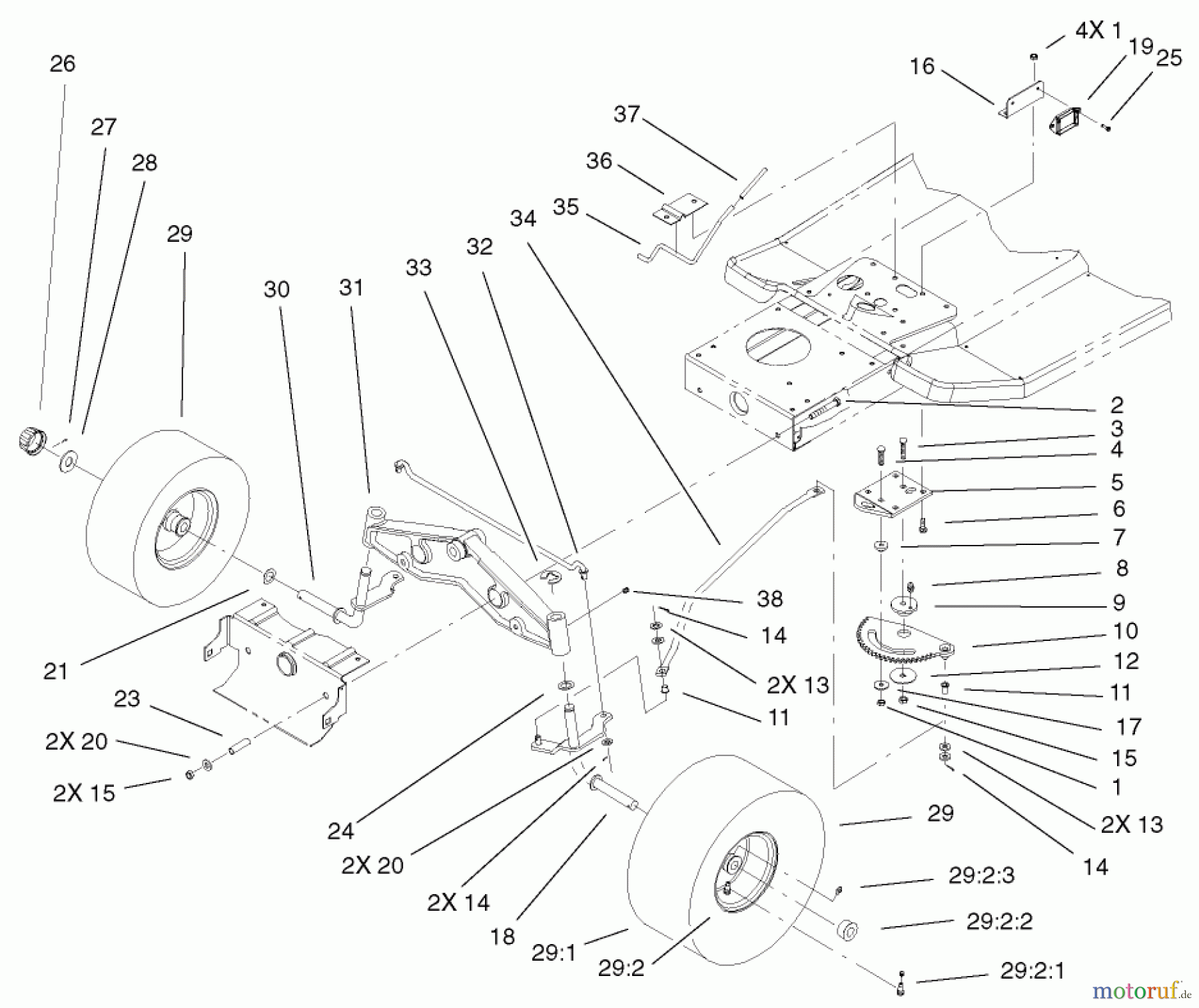  Toro Neu Mowers, Lawn & Garden Tractor Seite 1 71242 (16-38HXLE) - Toro 16-38HXLE Lawn Tractor, 2003 (230000001-230999999) STEERING ASSEMBLY