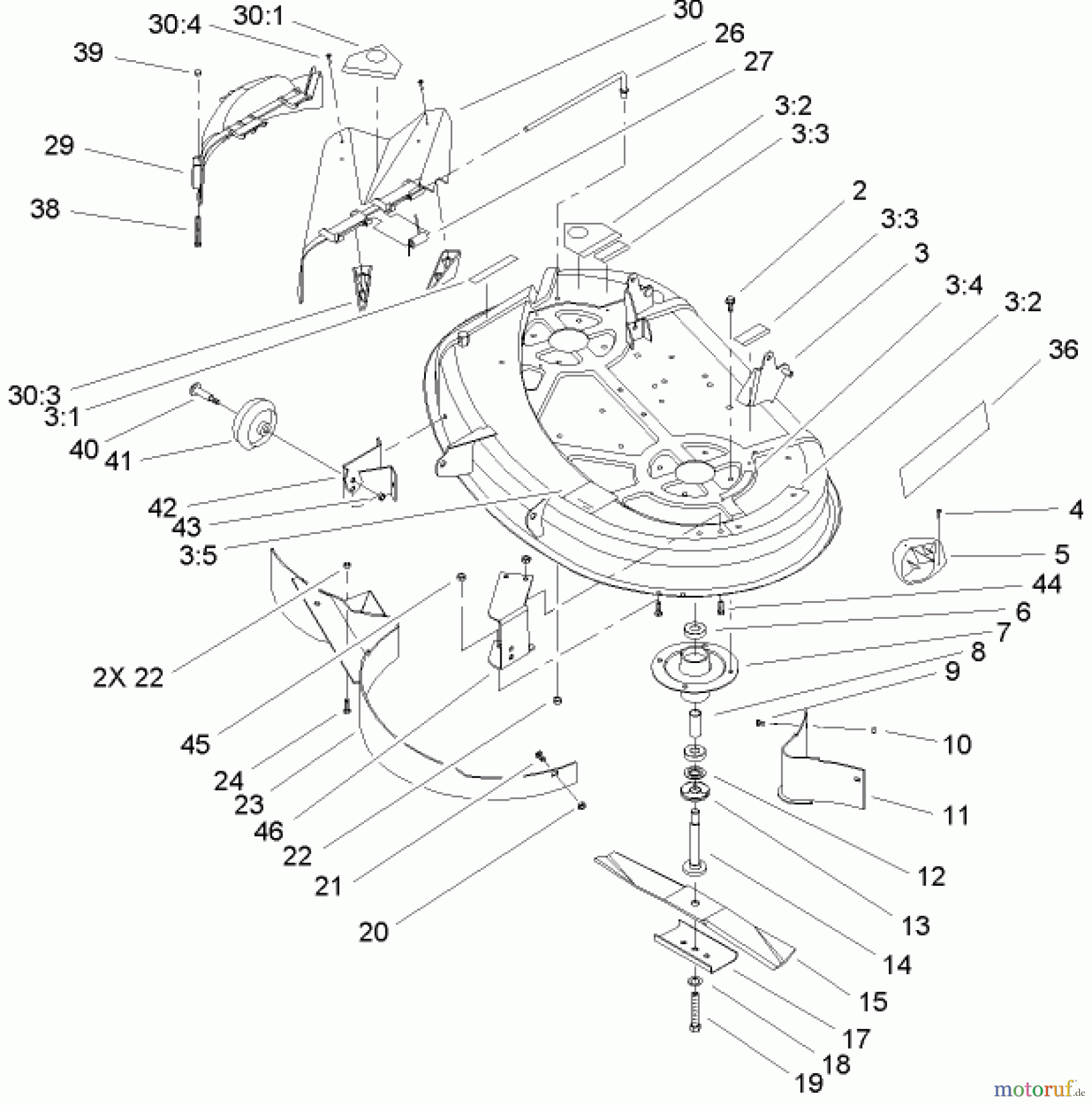 Toro Neu Mowers, Lawn & Garden Tractor Seite 1 71242 (16-38HXLE) - Toro 16-38HXLE Lawn Tractor, 2004 (240000001-240999999) 38IN DECK ASSEMBLY