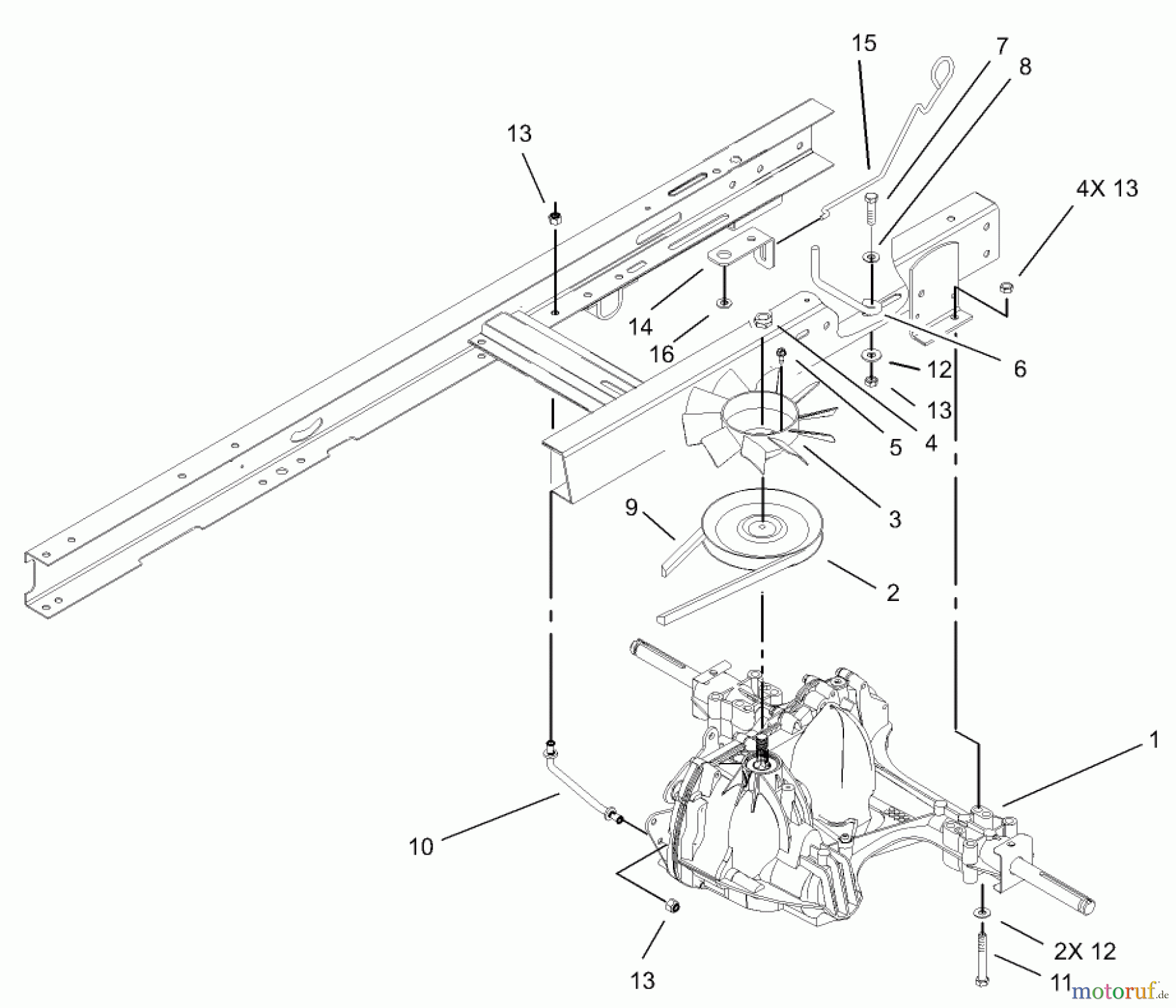  Toro Neu Mowers, Lawn & Garden Tractor Seite 1 71242 (16-38HXLE) - Toro 16-38HXLE Lawn Tractor, 2004 (240000001-240999999) HYDRO TRANSAXLE ASSEMBLY