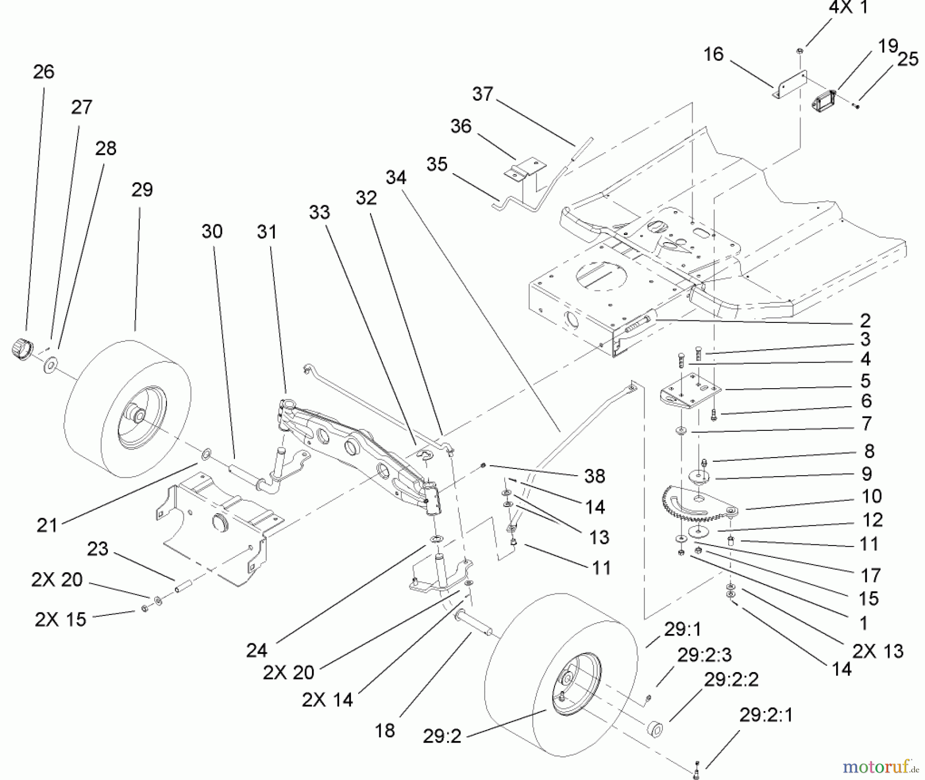  Toro Neu Mowers, Lawn & Garden Tractor Seite 1 71242 (16-38HXLE) - Toro 16-38HXLE Lawn Tractor, 2004 (240000001-240999999) STEERING COMPONENT ASSEMBLY