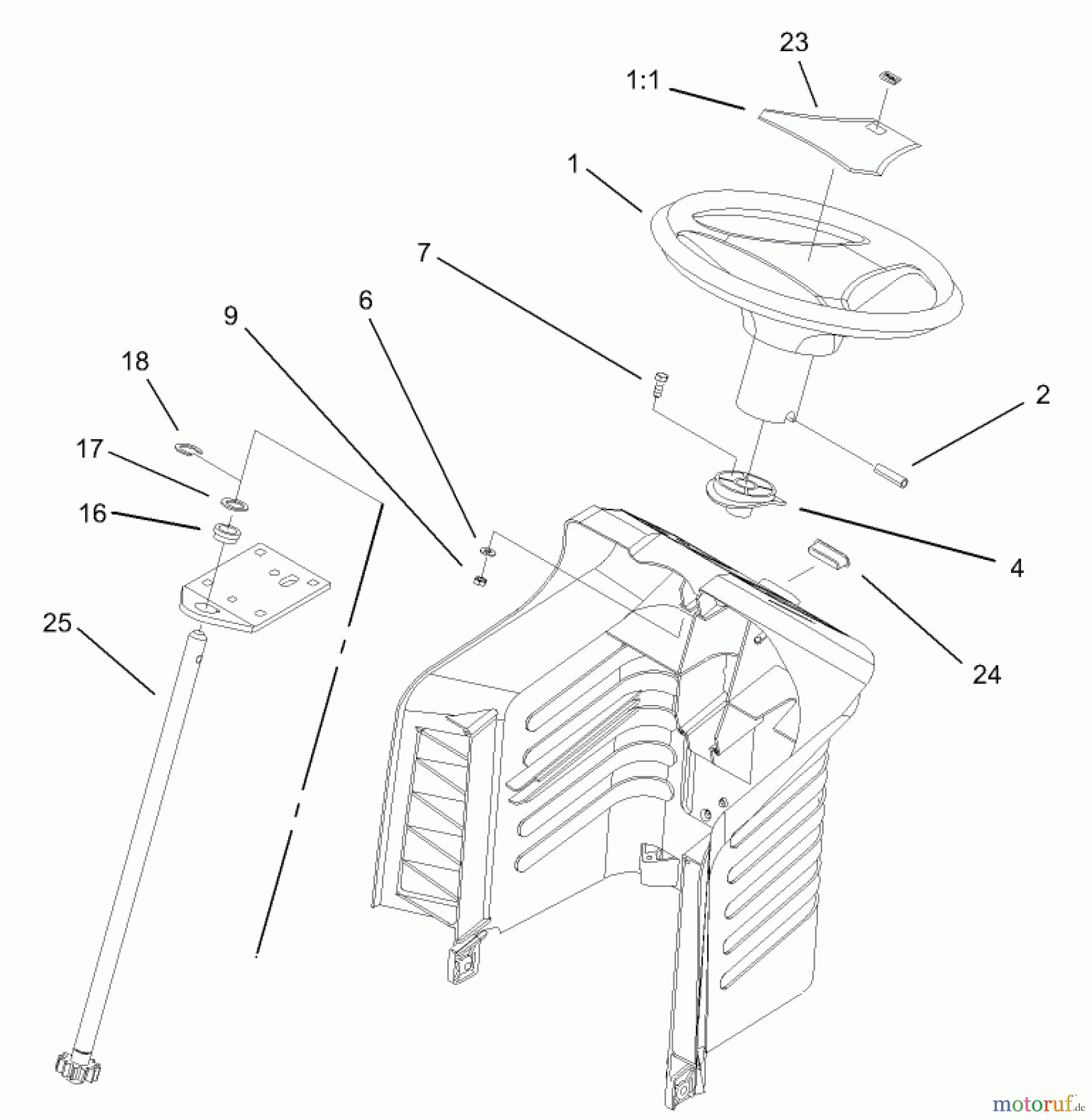 Toro Neu Mowers, Lawn & Garden Tractor Seite 1 71245 (14-38HXLE) - Toro 14-38HXLE Lawn Tractor, 2003 (230000001-230999999) FIXED STEERING ASSEMBLY
