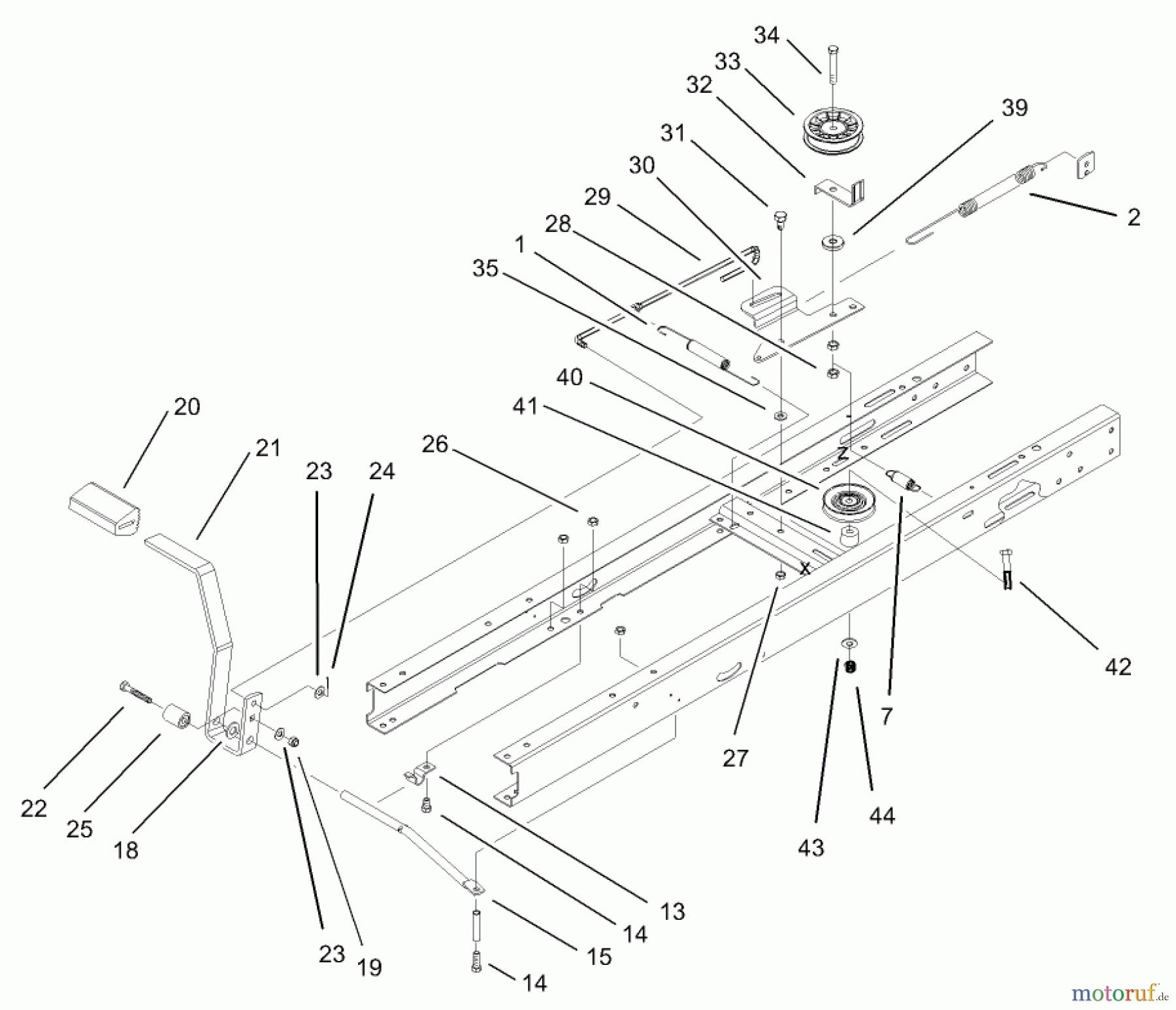 Toro Neu Mowers, Lawn & Garden Tractor Seite 1 71245 (14-38HXLE) - Toro 14-38HXLE Lawn Tractor, 2003 (230000001-230999999) TRACTION CLUTCHING ASSEMBLY