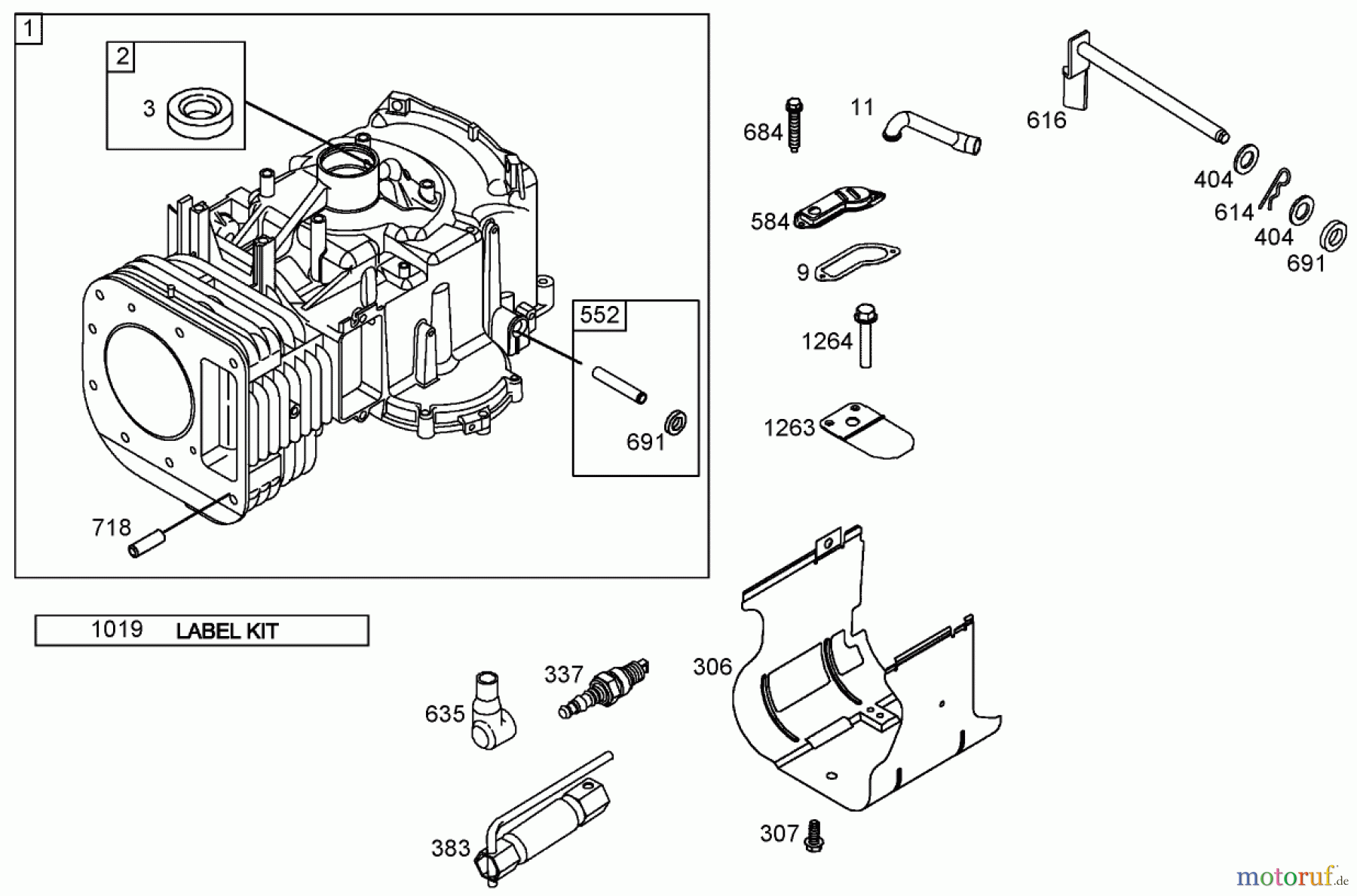  Toro Neu Mowers, Lawn & Garden Tractor Seite 1 71246 (XL 380H) - Toro XL 380H Lawn Tractor, 2006 (260000001-260999999) CYLINDER ASSEMBLY BRIGGS AND STRATTON 286H77-0165-E1