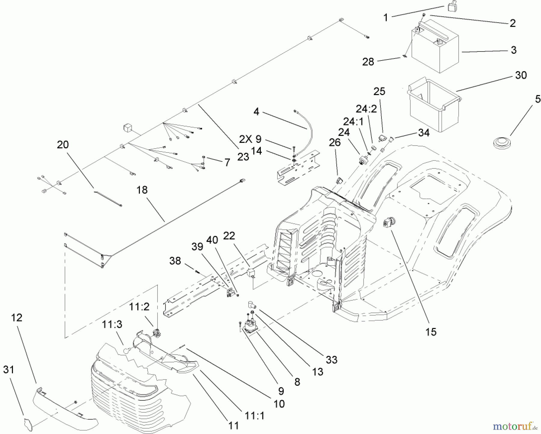  Toro Neu Mowers, Lawn & Garden Tractor Seite 1 71253 (XL 440H) - Toro XL 440H Lawn Tractor, 2009 (290000001-290999999) ELECTRICAL ASSEMBLY