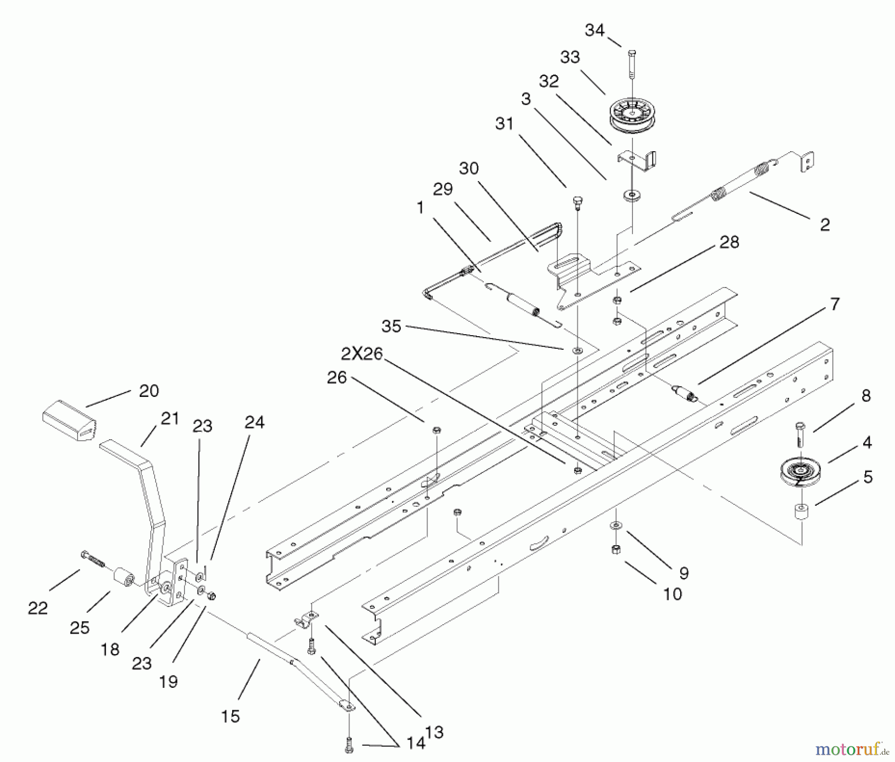  Toro Neu Mowers, Lawn & Garden Tractor Seite 1 71283 (17-44HXLE) - Toro 17-44HXLE Lawn Tractor, 2003 (230000001-230999999) TRACTION BRAKE ASSEMBLY