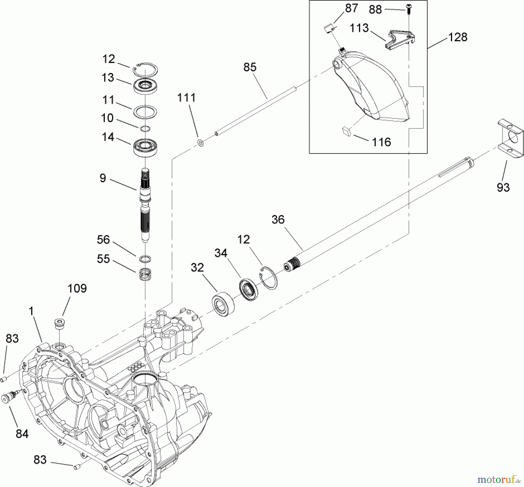 Toro Neu Mowers, Lawn & Garden Tractor Seite 1 71285 (18-44HXLE) - Toro 18-44HXLE Lawn Tractor, 2004 (240000001-240999999) MAIN HOUSING AND BEARING ASSEMBLY TRANSAXLE NO. 104-1760