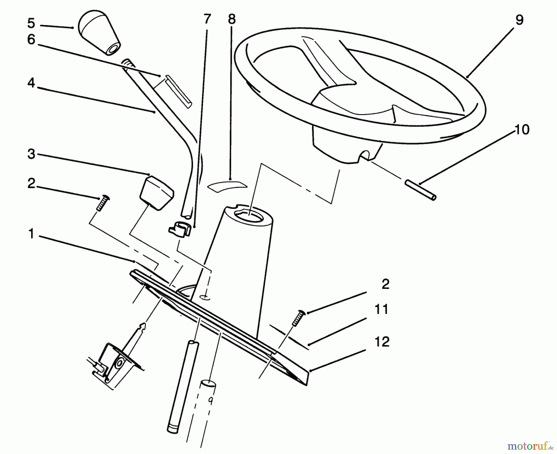 Toro Neu Mowers, Lawn & Garden Tractor Seite 1 72041 (244-H) - Toro 244-H Yard Tractor, 1993 (3900001-3999999) STEERING WHEEL AND CONSOLE ASSEMBLY