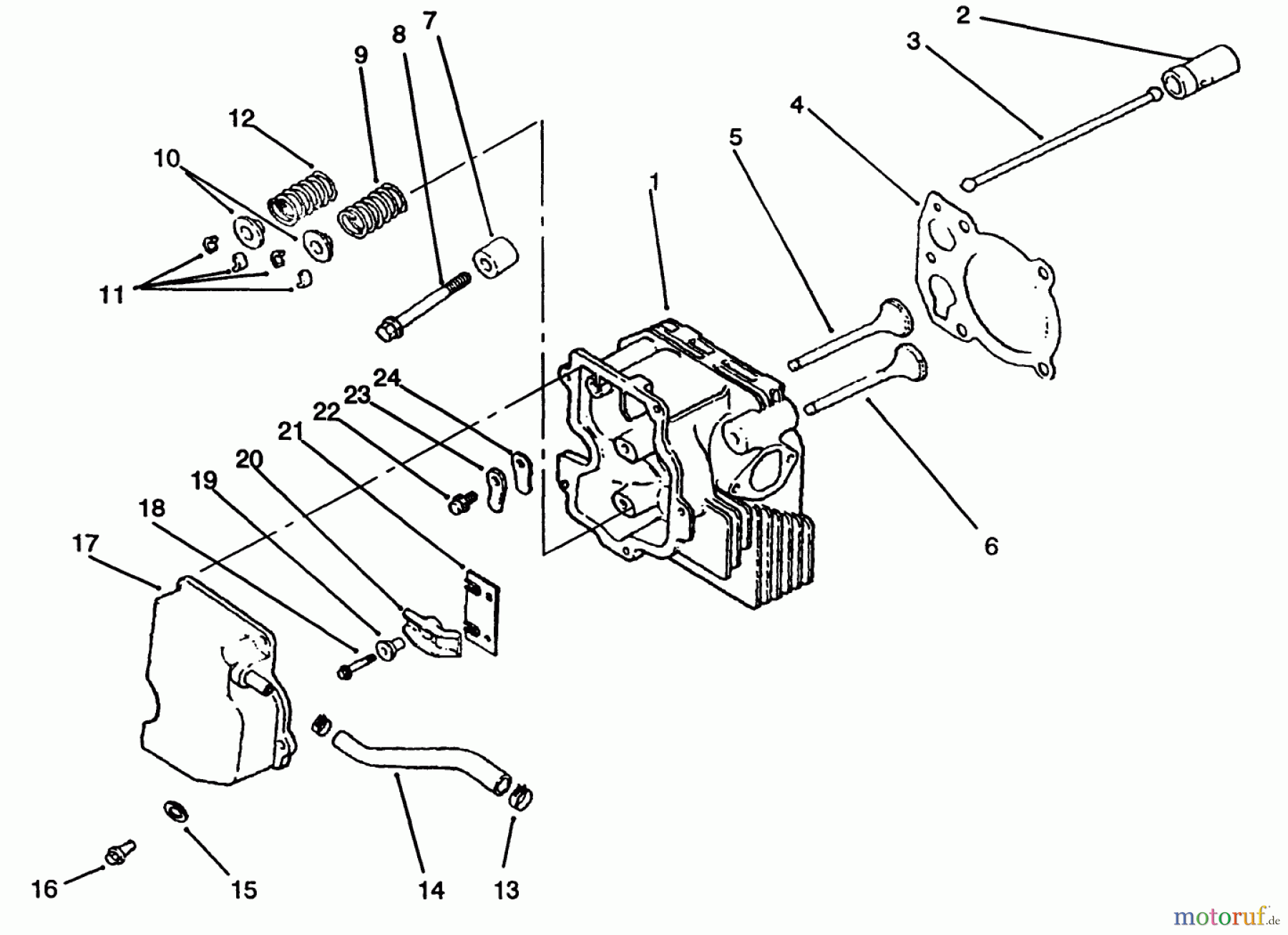 Toro Neu Mowers, Lawn & Garden Tractor Seite 1 72103 (268-H) - Toro 268-H Yard Tractor, 1994 (4900001-4999999) CYLINDER HEAD/VALVE/BREATHER